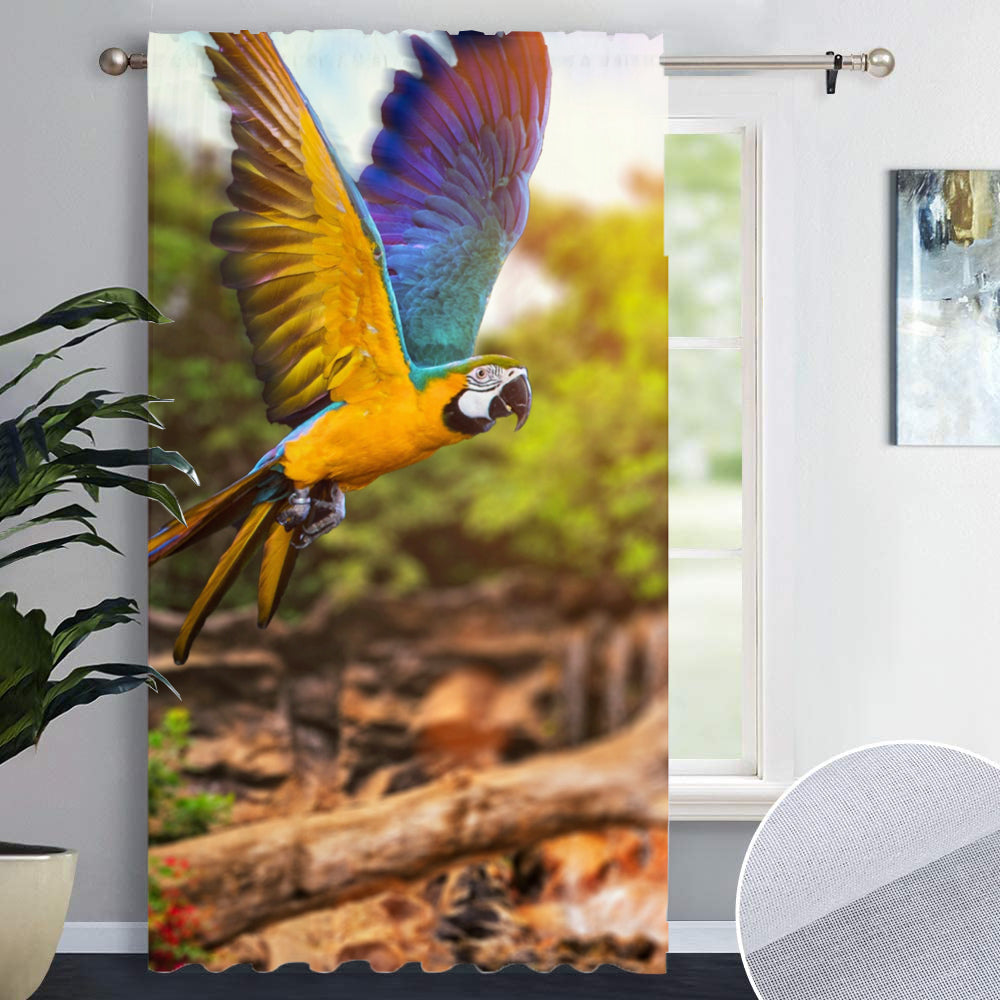 Awesome hoodied Parrot Printed 3D Grommet Window Curtains - HB00024
