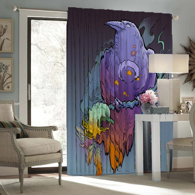 Awesome hoodied Parrots Printed 3D Grommet Window Curtains - HB00014