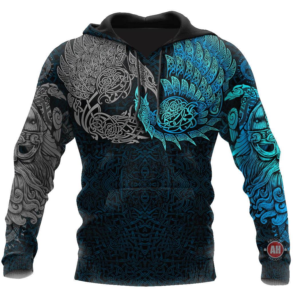 3D All Over Print  Ravens of Midgard Blue HOODIES for Men and Women, T-Shirt, Zip Hoodies, Sweatshirt HBC0021