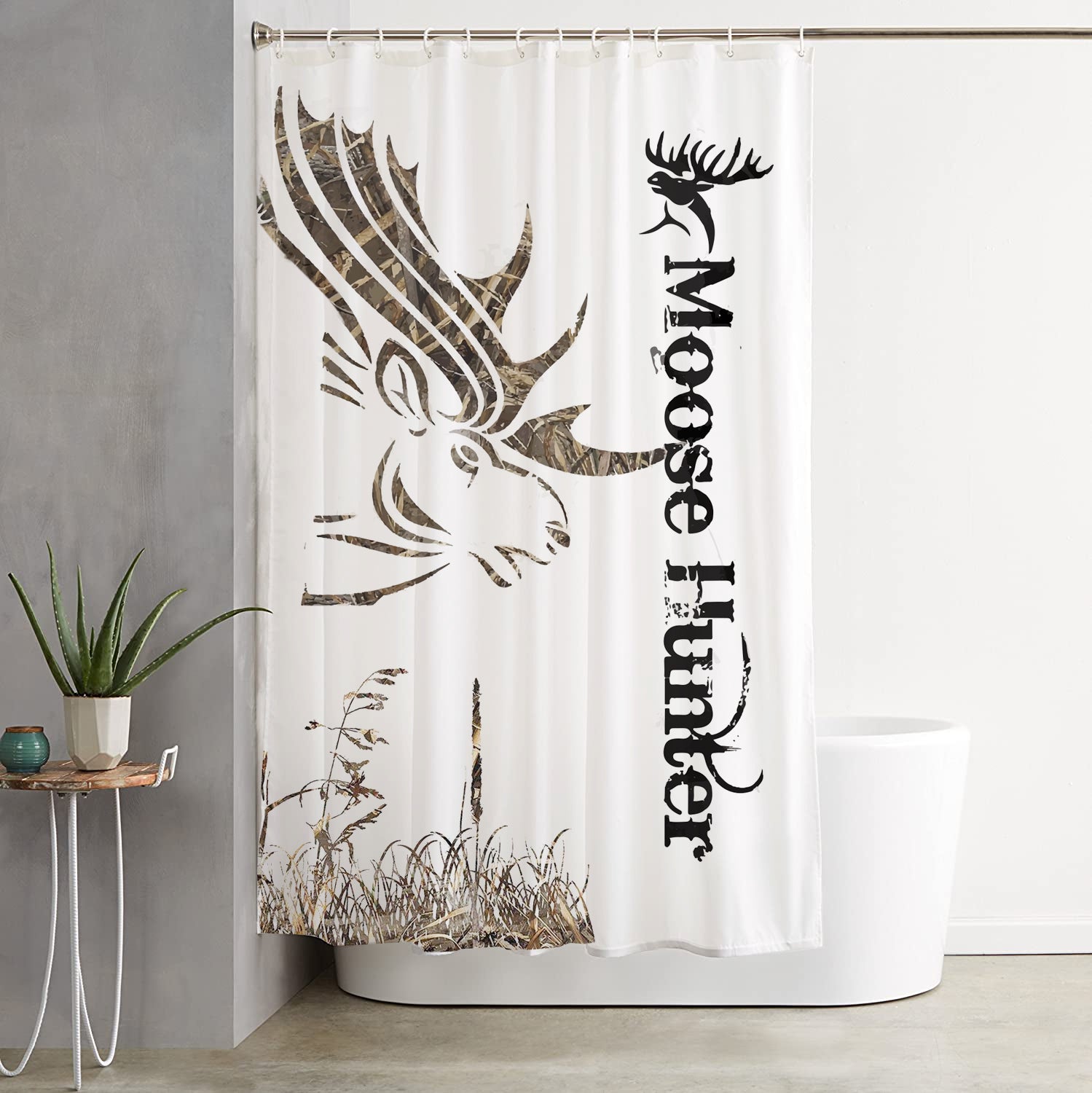 Awesome hoodied Nice Moose Printed 3D Grommet Shower Curtains - HB00043