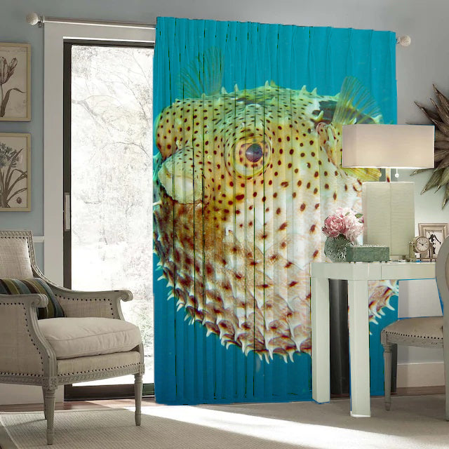 Awesome hoodied Fish Printed 3D Grommet Window Curtains - HB00018