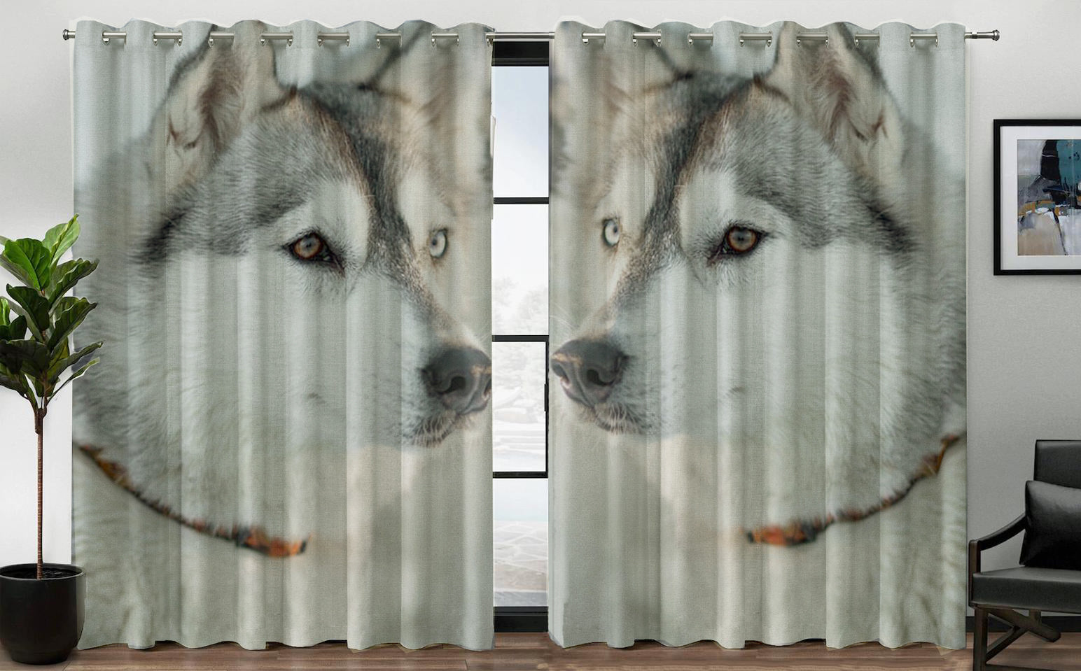 Awesome hoodied Alaska dogs Printed 3D Grommet Window Curtains - HB00022
