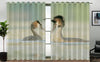 Awesome hoodied Swan Printed 3D Grommet Window Curtains - HB00025