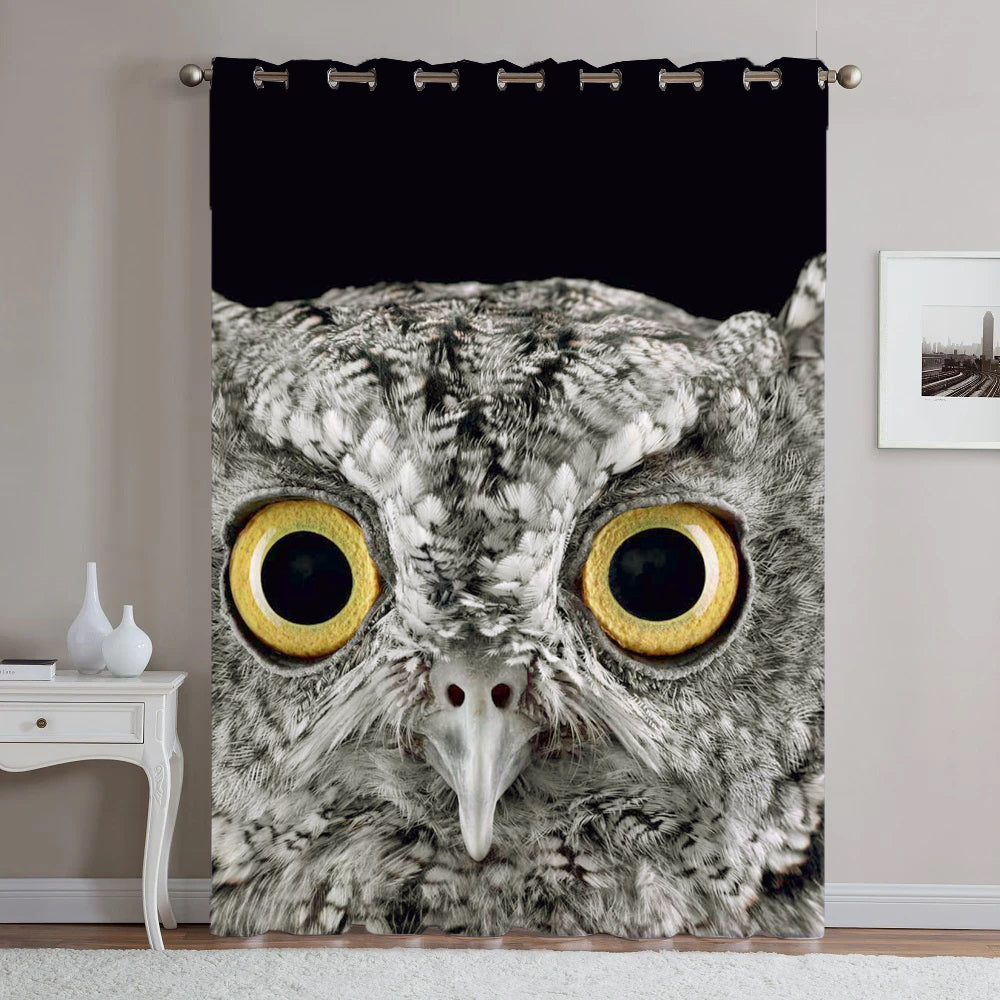 Awesome hoodied Owl Printed 3D Grommet Window Curtains - HB00016
