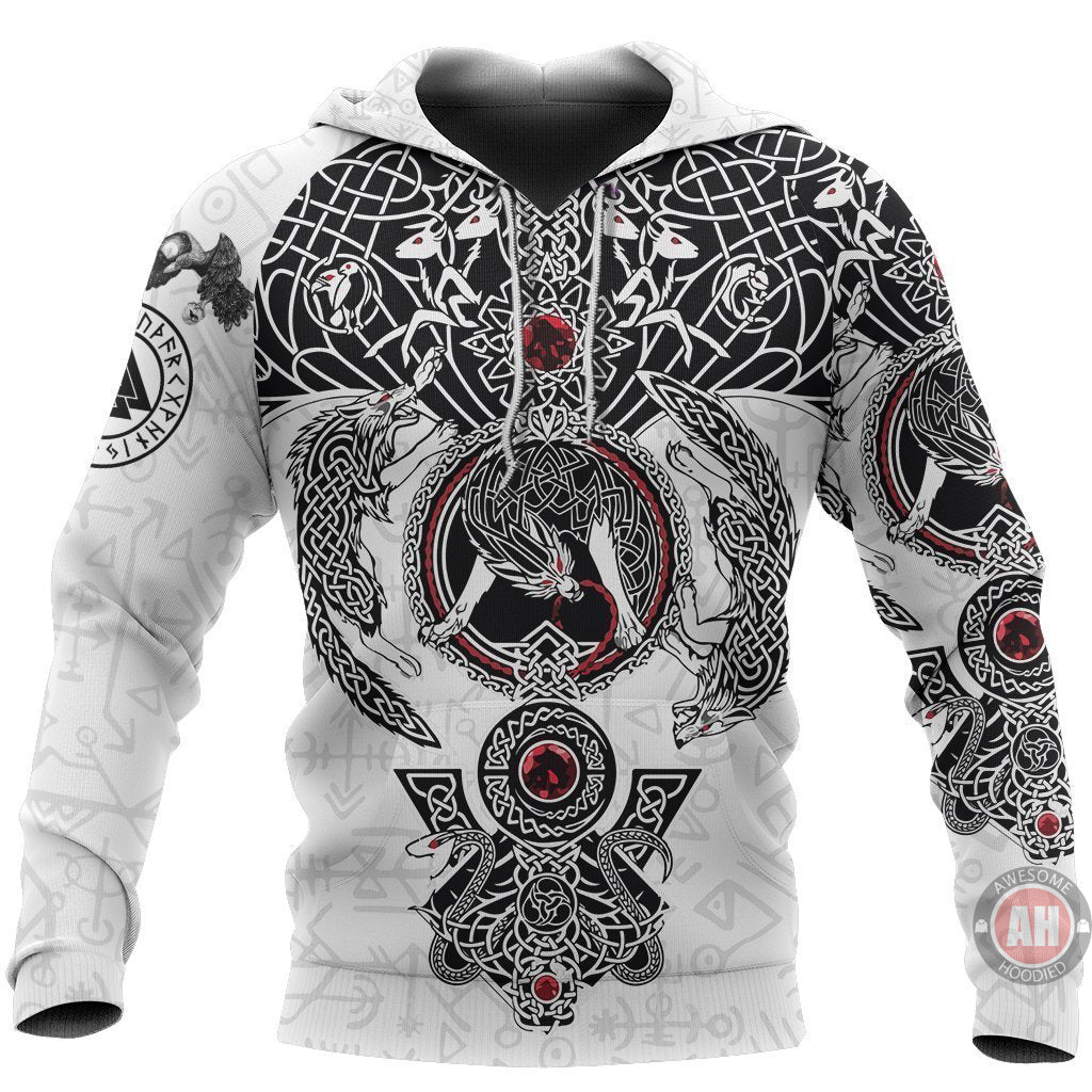 3D All Over Print Fenrir Wolf White HOODIES for Men and Women, T-Shirt, Zip Hoodies, Sweatshirt HBC0023