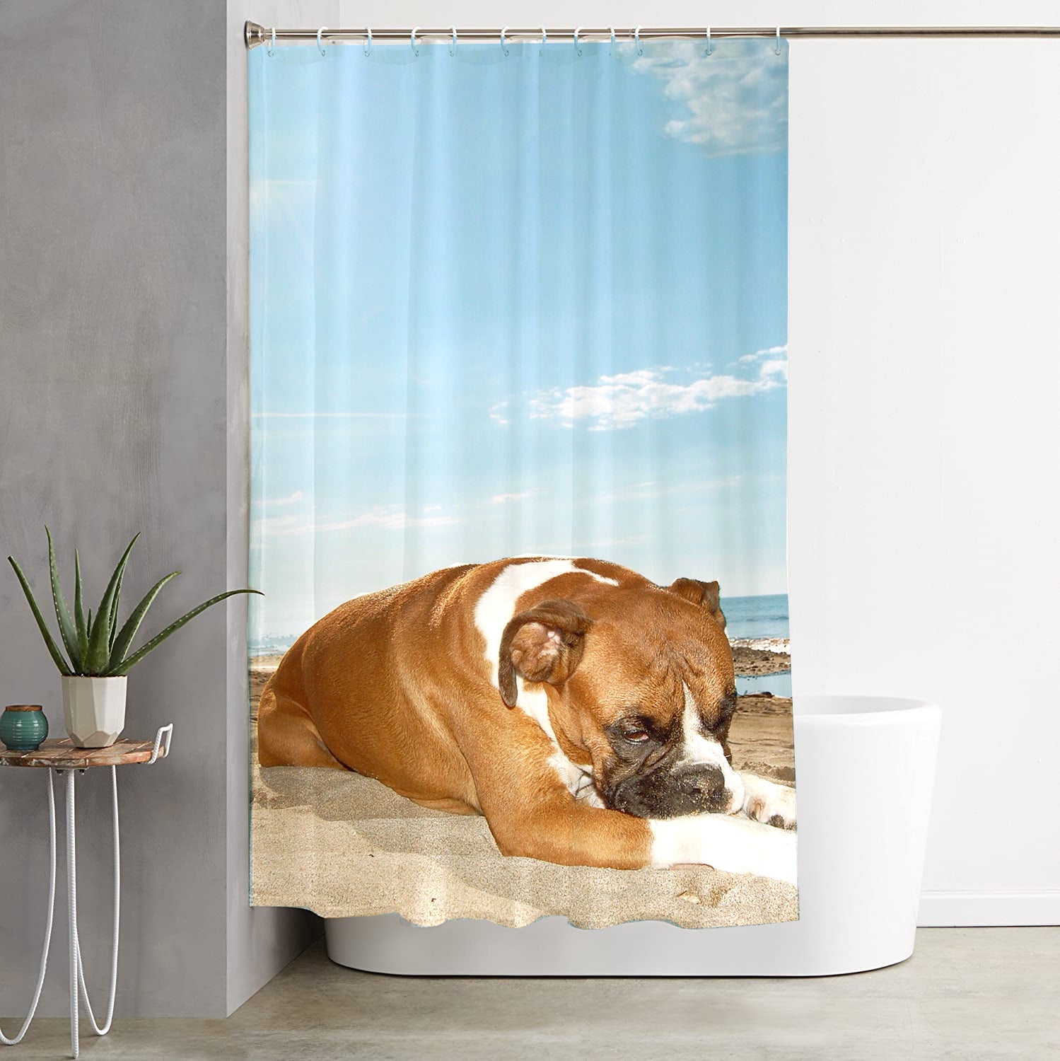Awesome hoodied Boxer Dogs Printed 3D Grommet Shower Curtains - HB00037