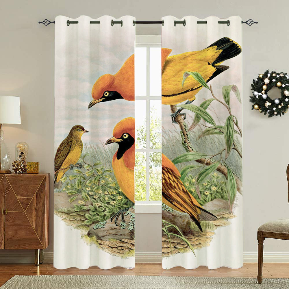 Awesome hoodied Birds Printed 3D Grommet Window Curtains - HB00021