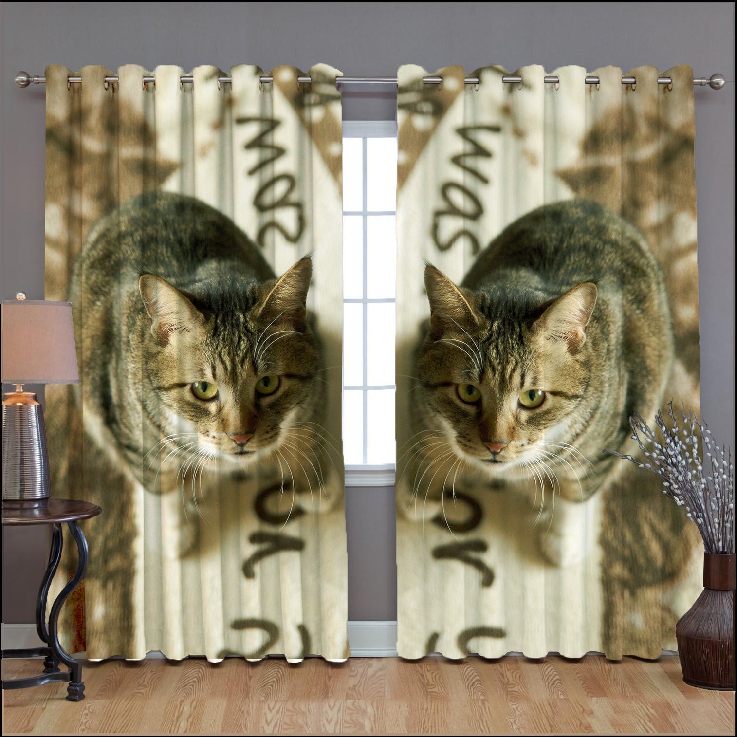 Awesome hoodied Cats Printed 3D Grommet Window Curtains - HB00043
