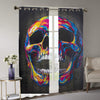 Awesome hoodied Colorful Skull Printed 3D Grommet Window Curtains - HB00013