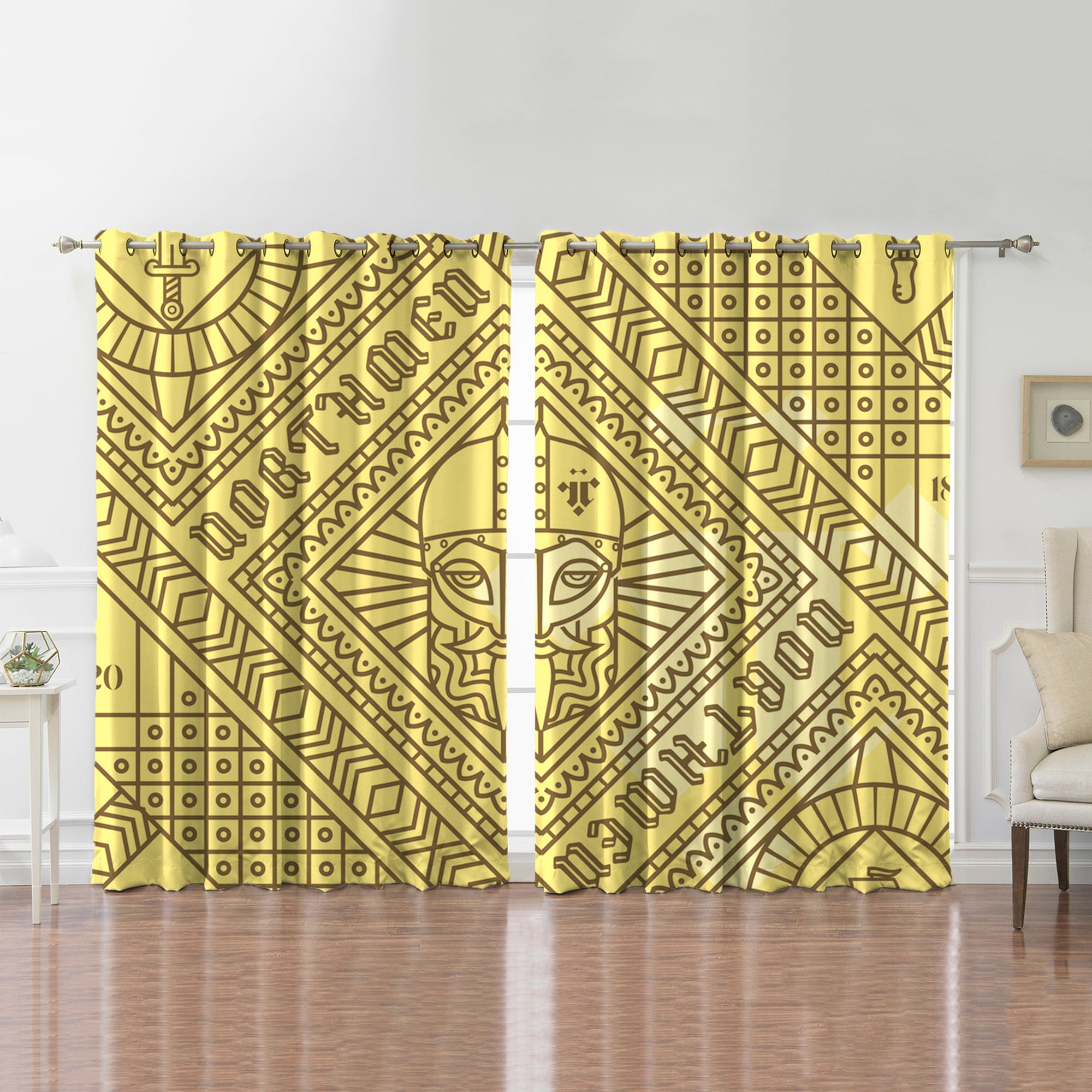 Awesome hoodied Viking Printed 3D Grommet Window Curtains - HB00060