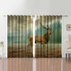 Awesome hoodied Deer Printed 3D Grommet Window Curtains - HB00056