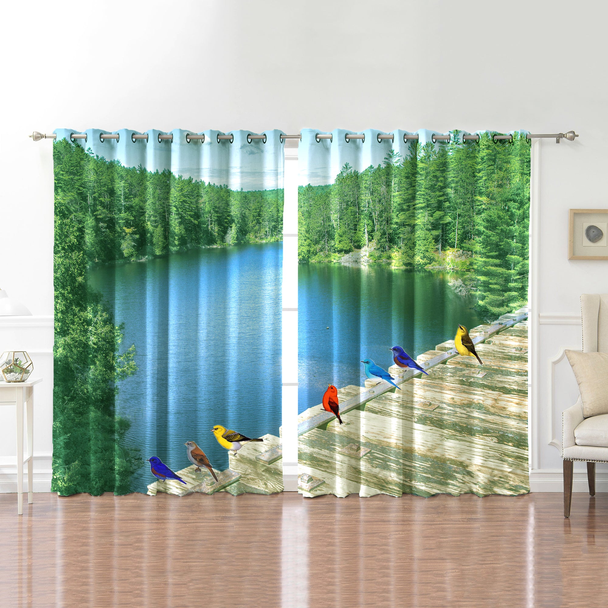 Awesome hoodied A flock of birds Printed 3D Grommet Window Curtains - HB00054