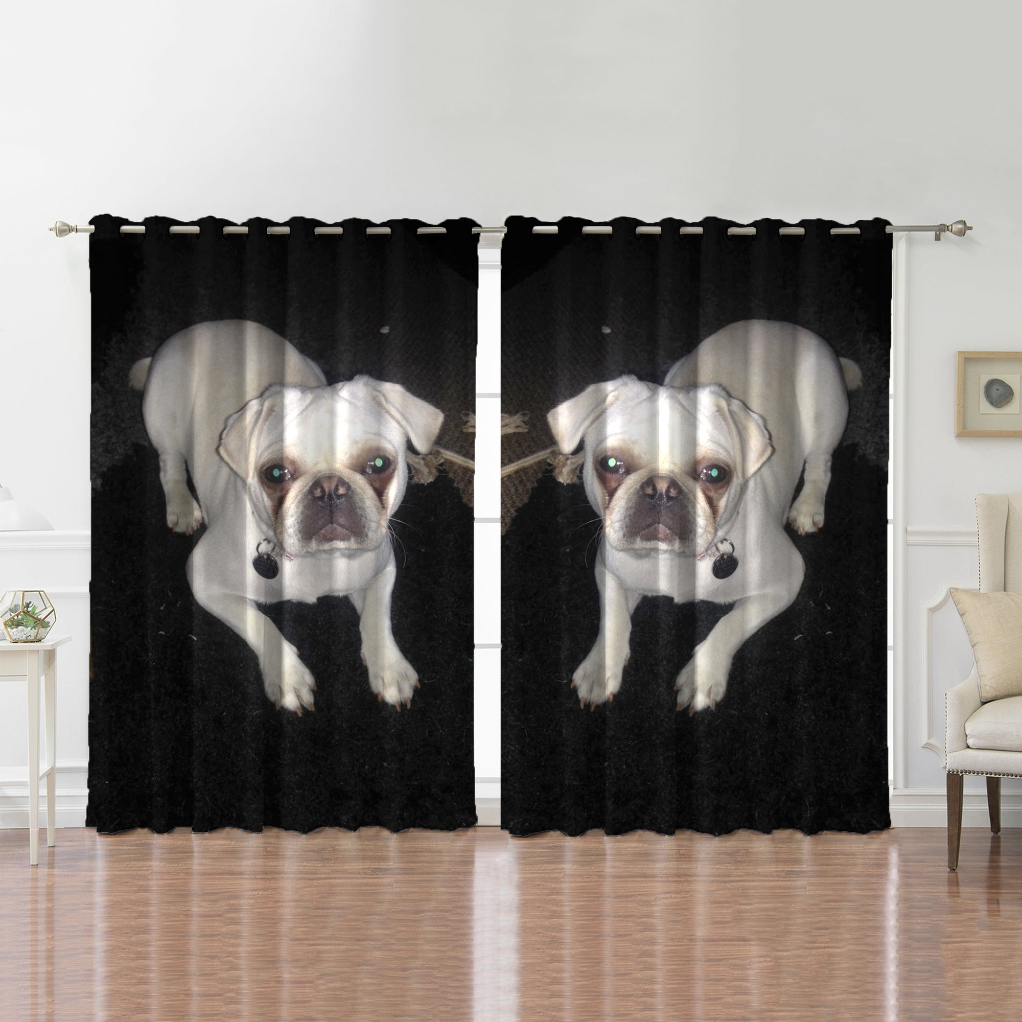 Awesome hoodied Pitbull Printed 3D Grommet Window Curtains - HB00038