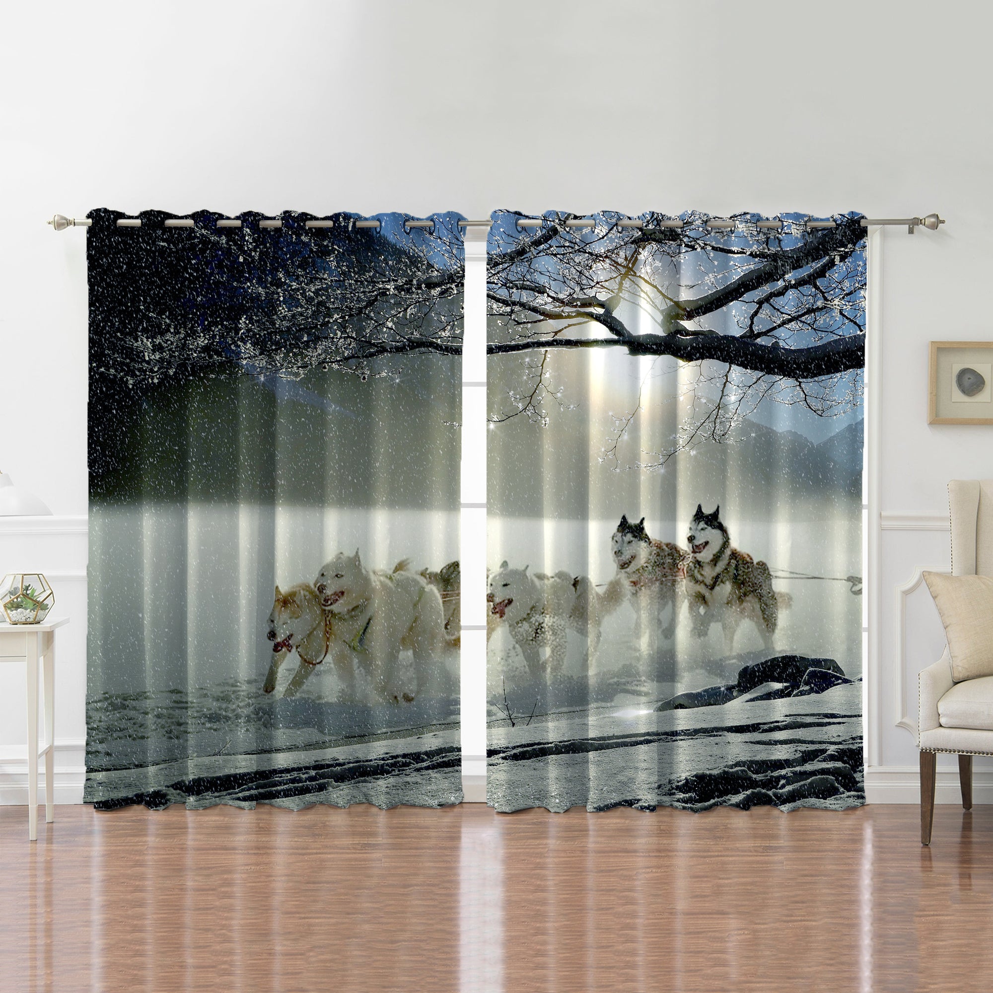 Awesome hoodied A pack of Alaska dogs Printed 3D Grommet Window Curtains - HB00058