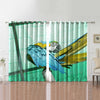 Awesome hoodied Blue Parrots Printed 3D Grommet Window Curtains - HB00055