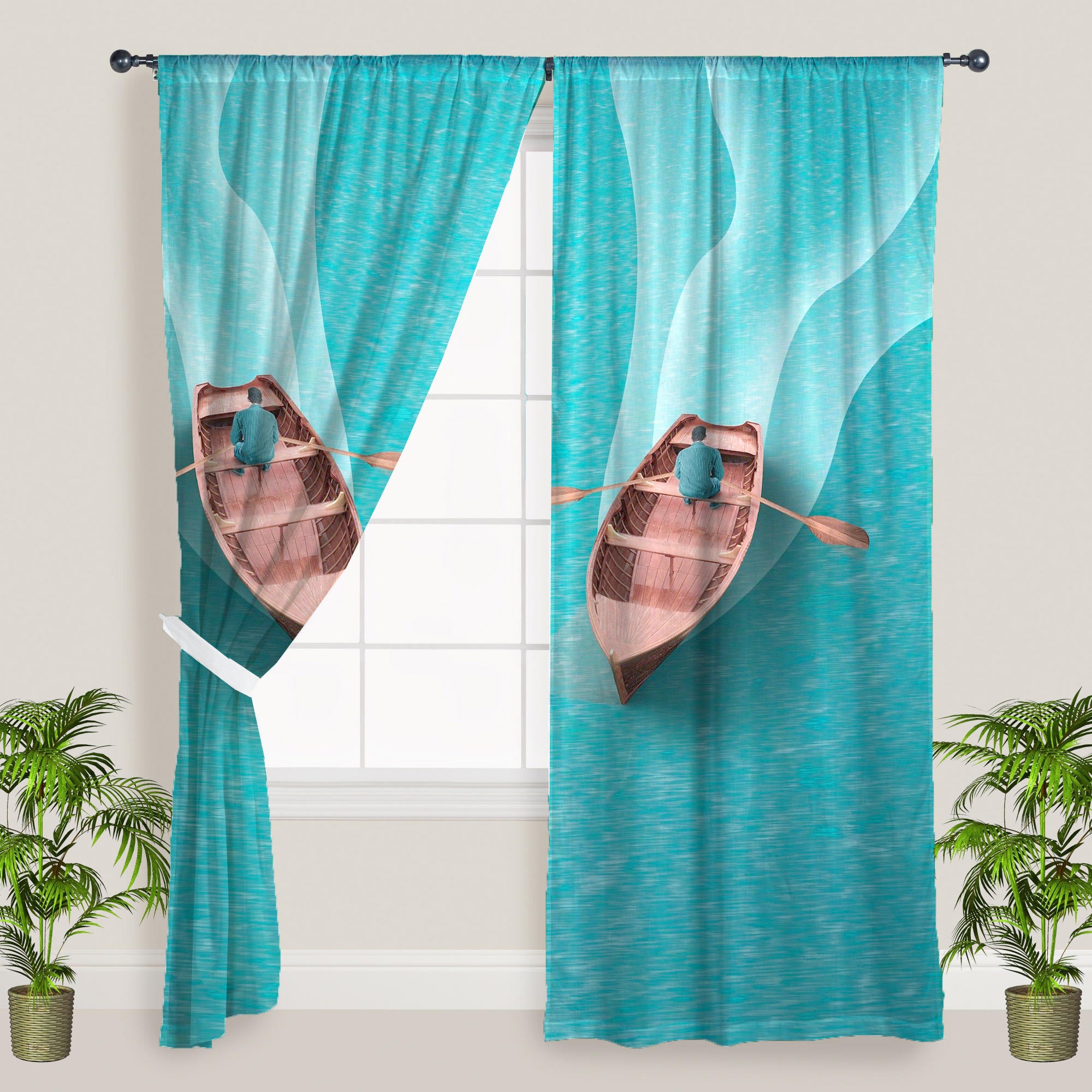 Awesome hoodied Boats Printed 3D Grommet Window Curtains - HB00047