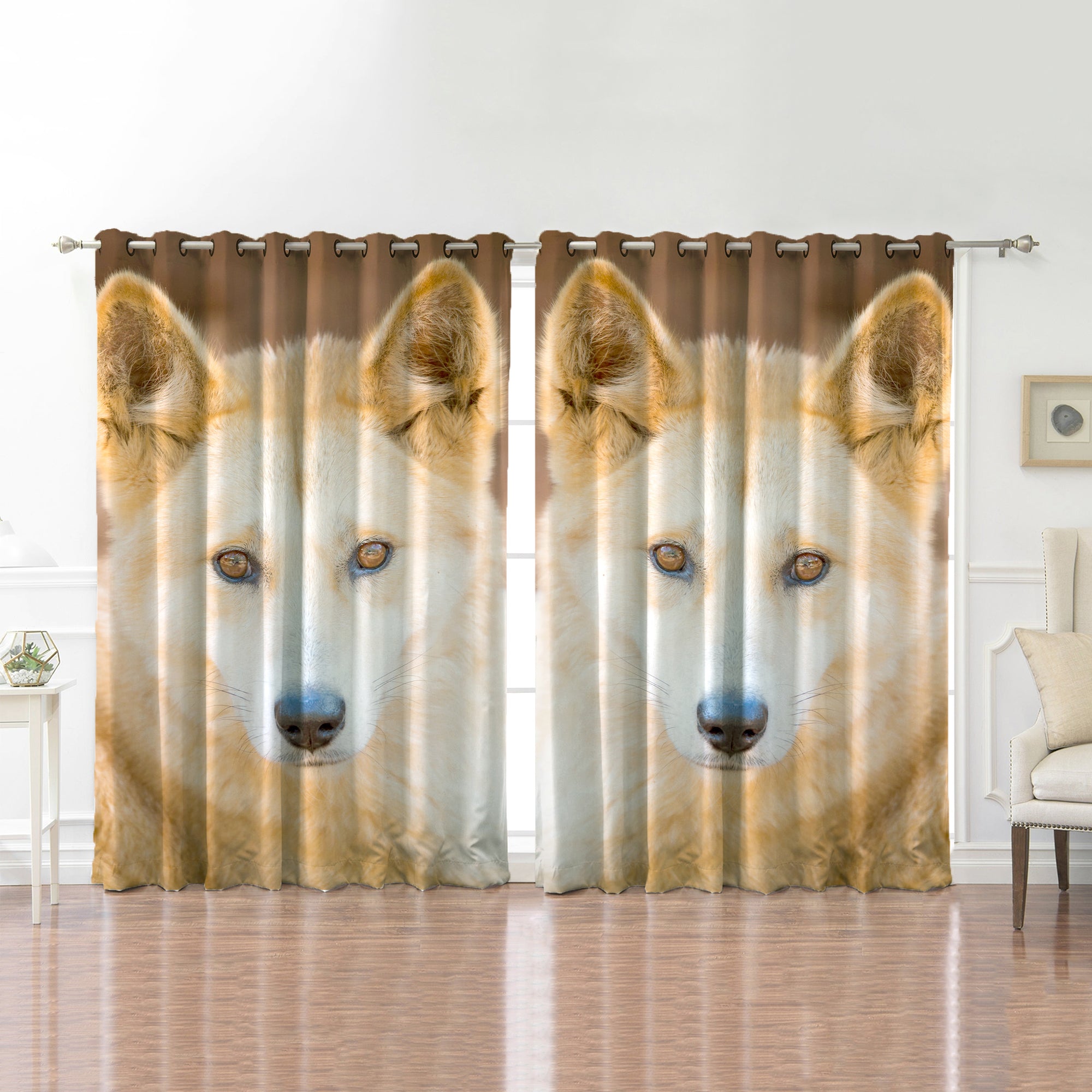 Awesome hoodied Dingo Printed 3D Grommet Window Curtains - HB00045