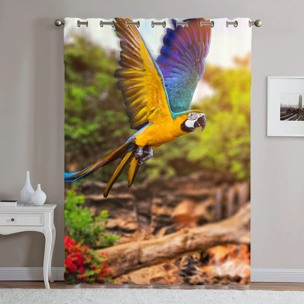 Awesome hoodied Parrot Printed 3D Grommet Window Curtains - HB00024