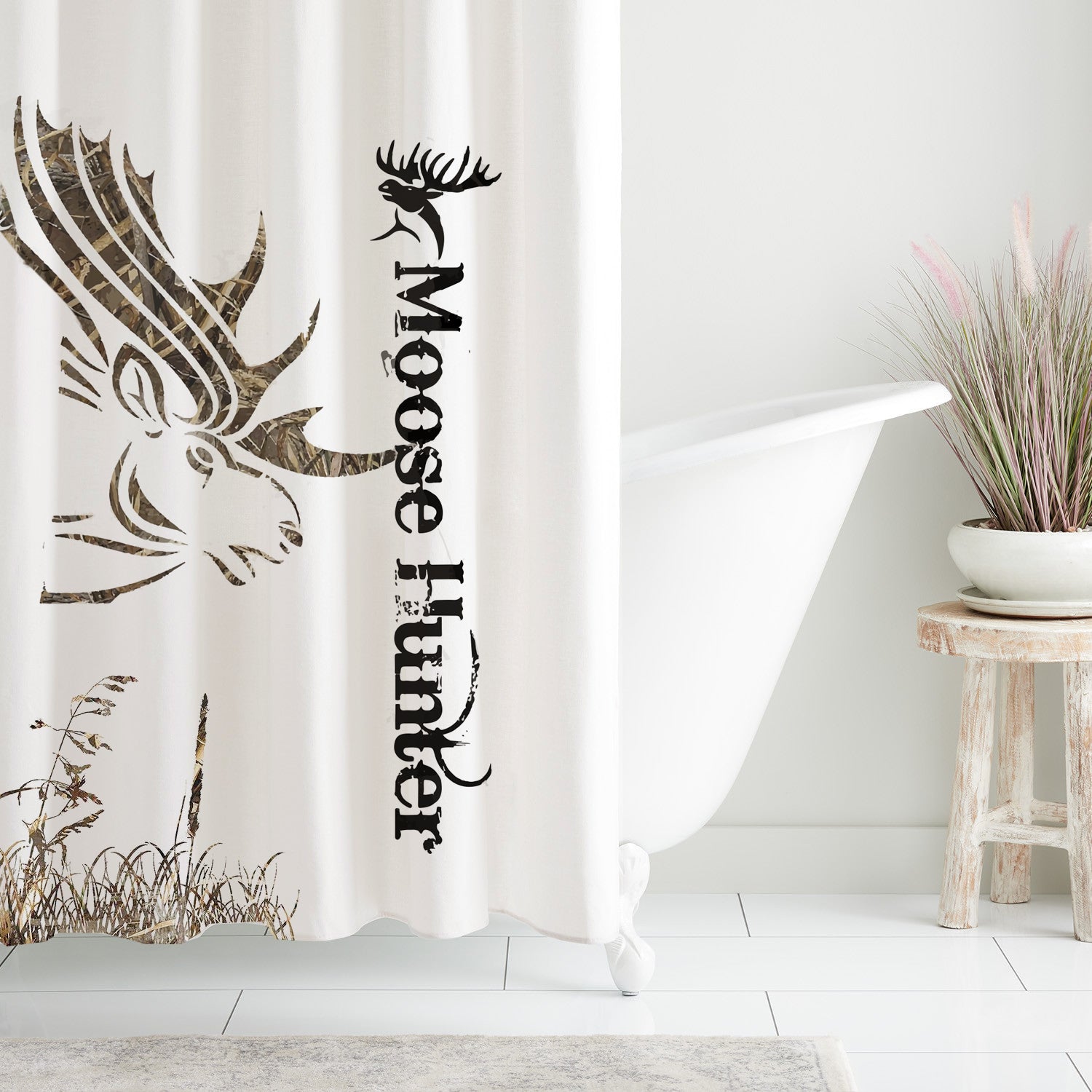 Awesome hoodied Nice Moose Printed 3D Grommet Shower Curtains - HB00043