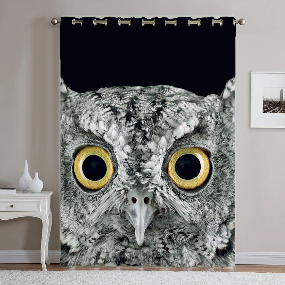 Awesome hoodied Owl Printed 3D Grommet Window Curtains - HB00016