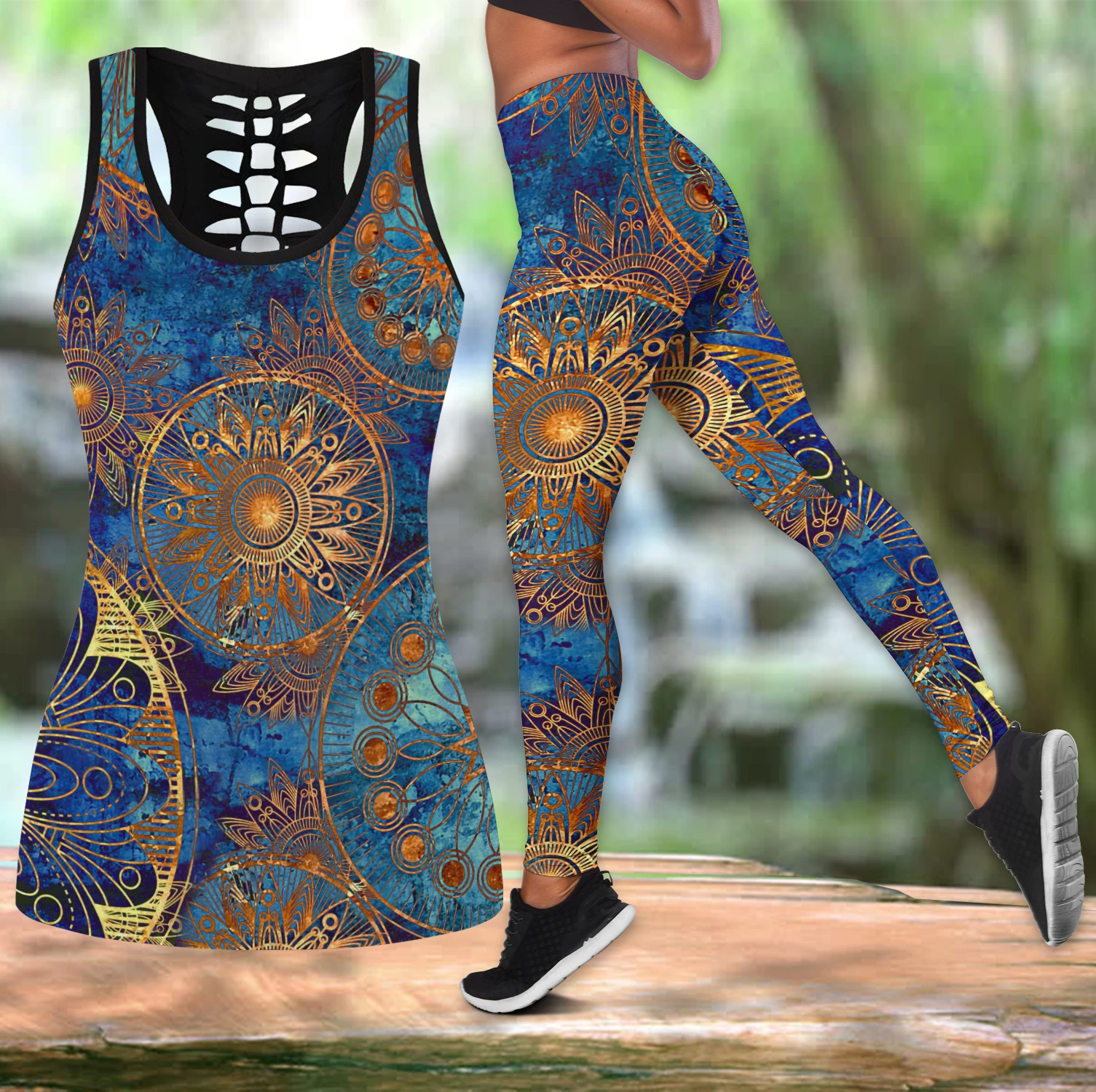 Awesome Hoodie 3D All Over Print Fractal Mandala Combo Tank + Legging NQLG10