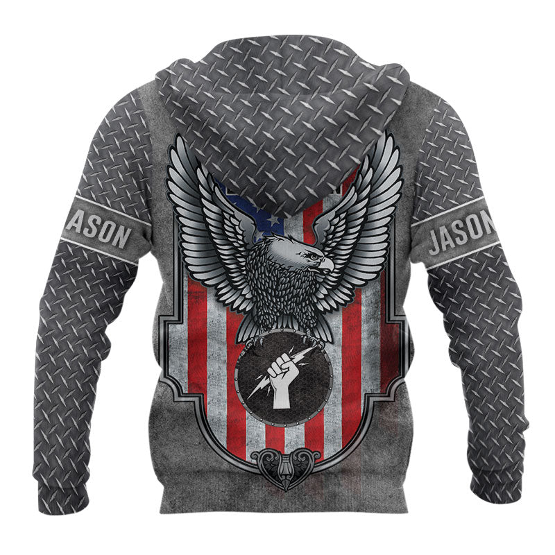 Awesome Hoodie 3D All Over Print Electrician US Flag - Customize Name for Men and Women Hoodie, T-Shirt, Zip Hoodies, Sweatshirt DC079