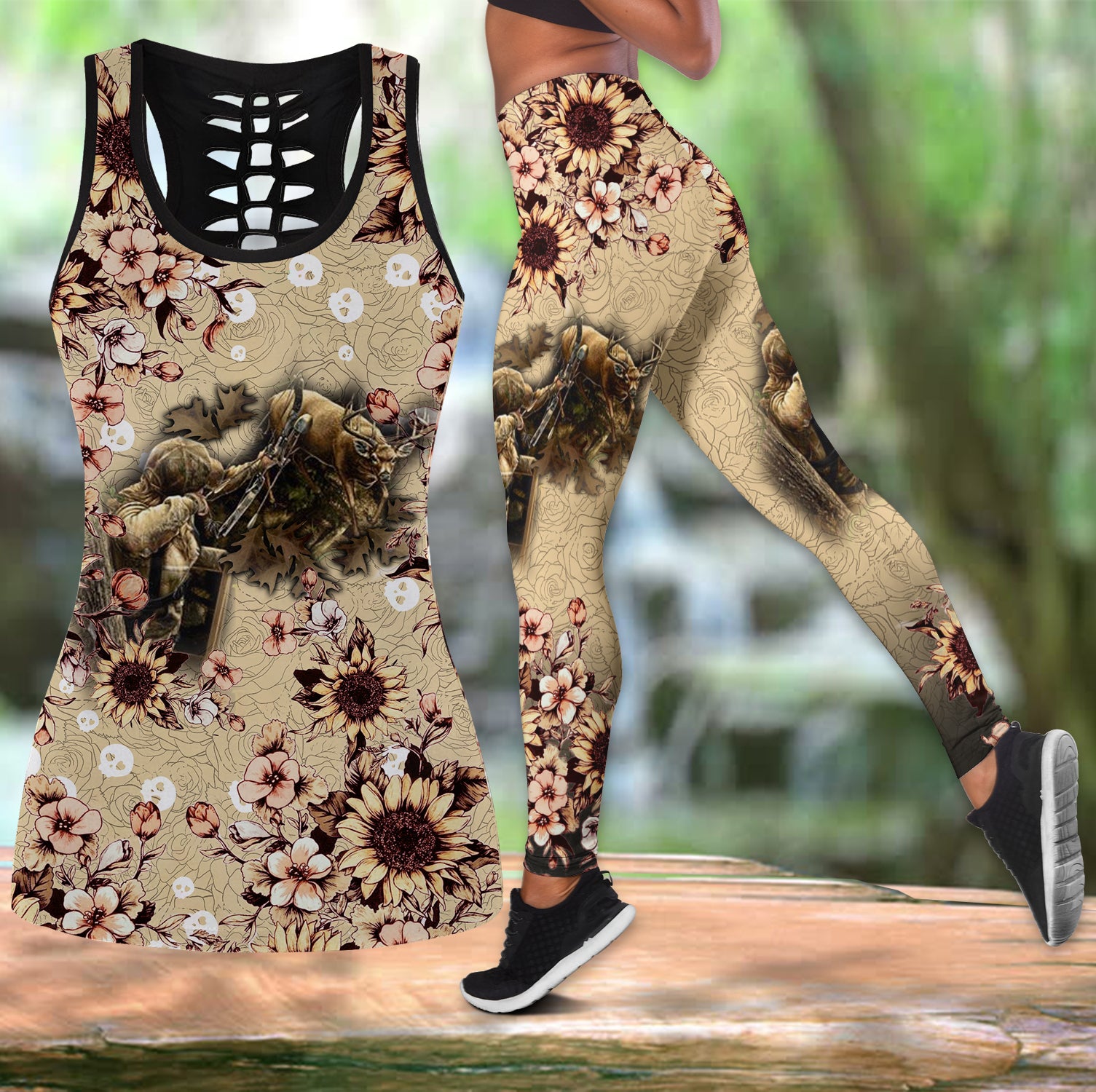 Awesome Hoodied 3D All Over Print Legging + Tank TOP  flower-hunter+COMBO MASK VNLGS0011