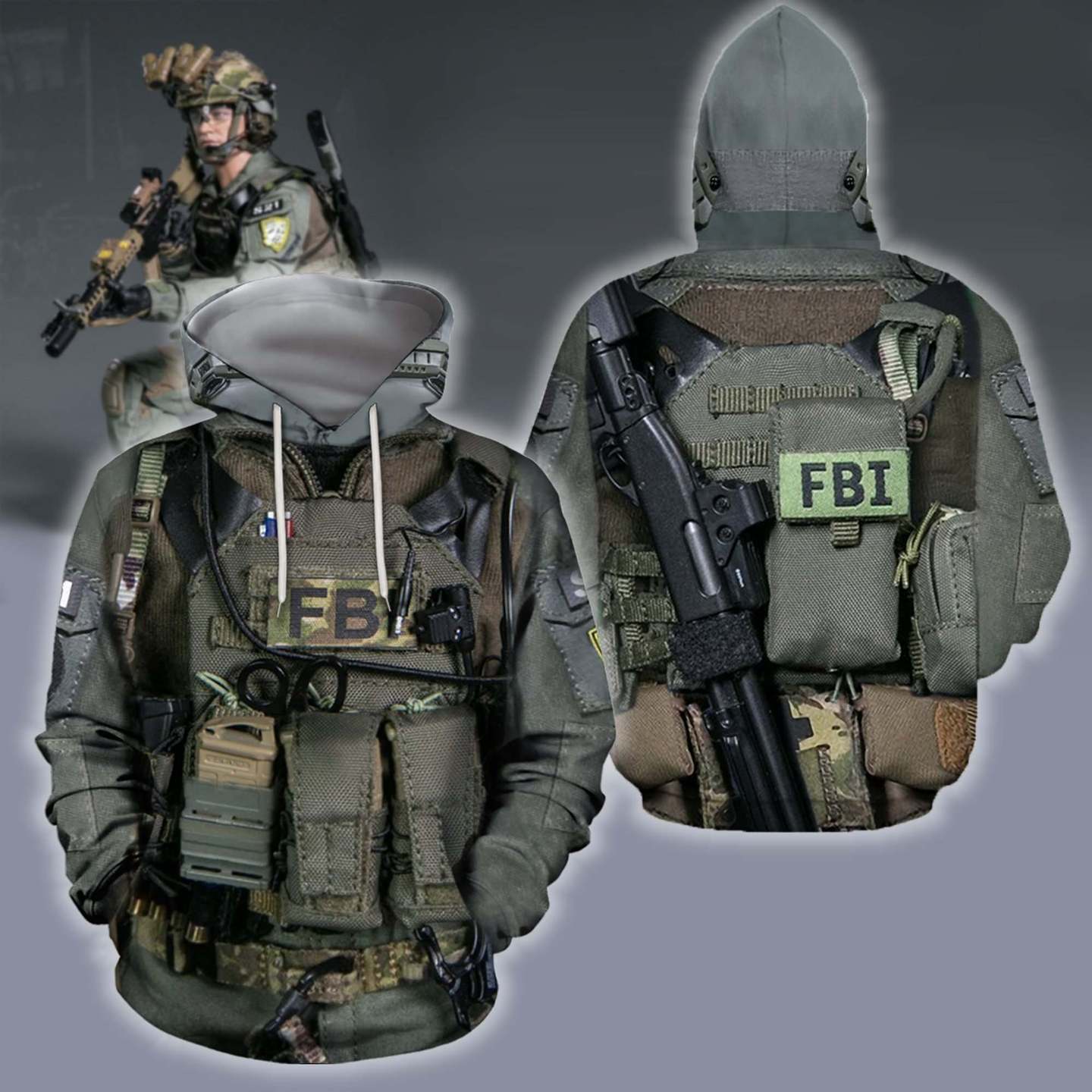 3D All Over Printed U.S FBI Team