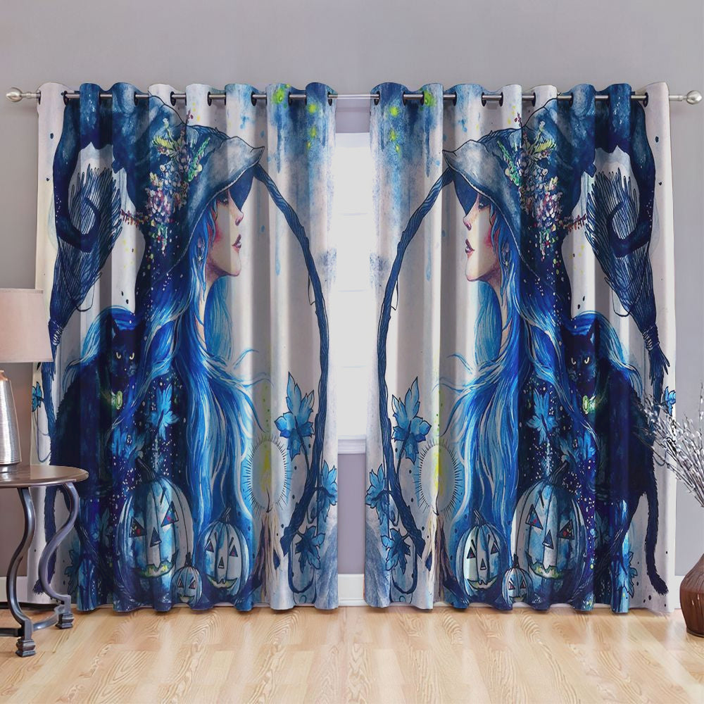 Awesome hoodied Witch's Curtain Window All Printed 3D Grommet Window Curtains- NQC0022
