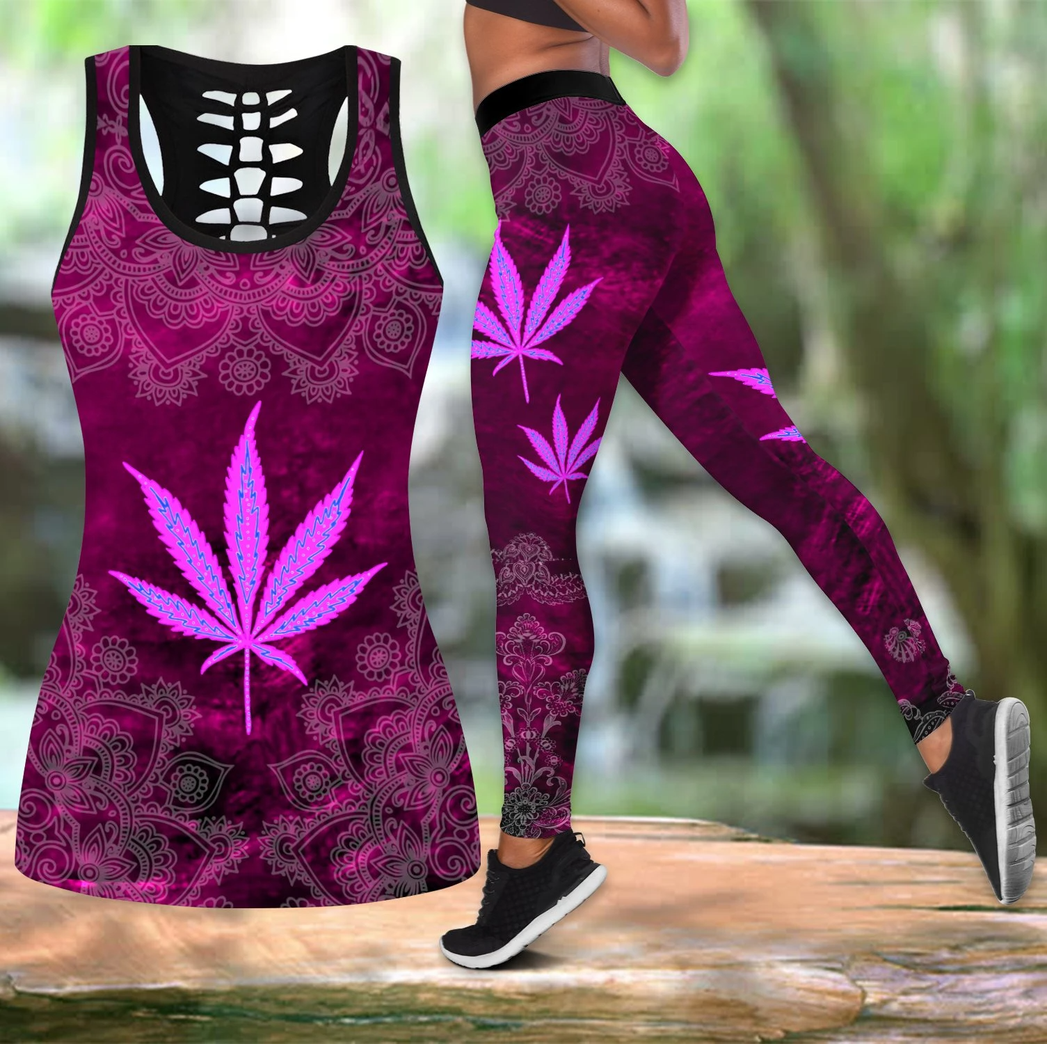 Awesome Hoodie 3D All Over Print Hippie Pink Combo Tank + Legging NQLG11