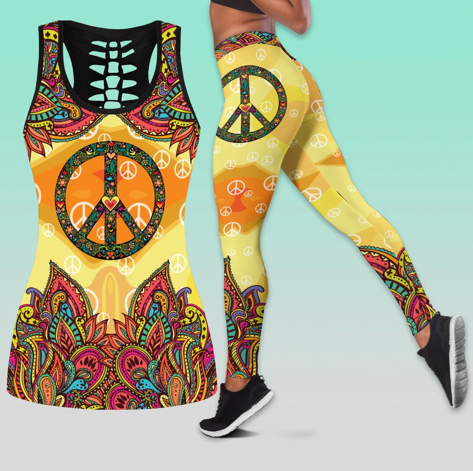 Awesome Hoodie 3D All Over Print Hippie Combo Tank + Legging NQLG12