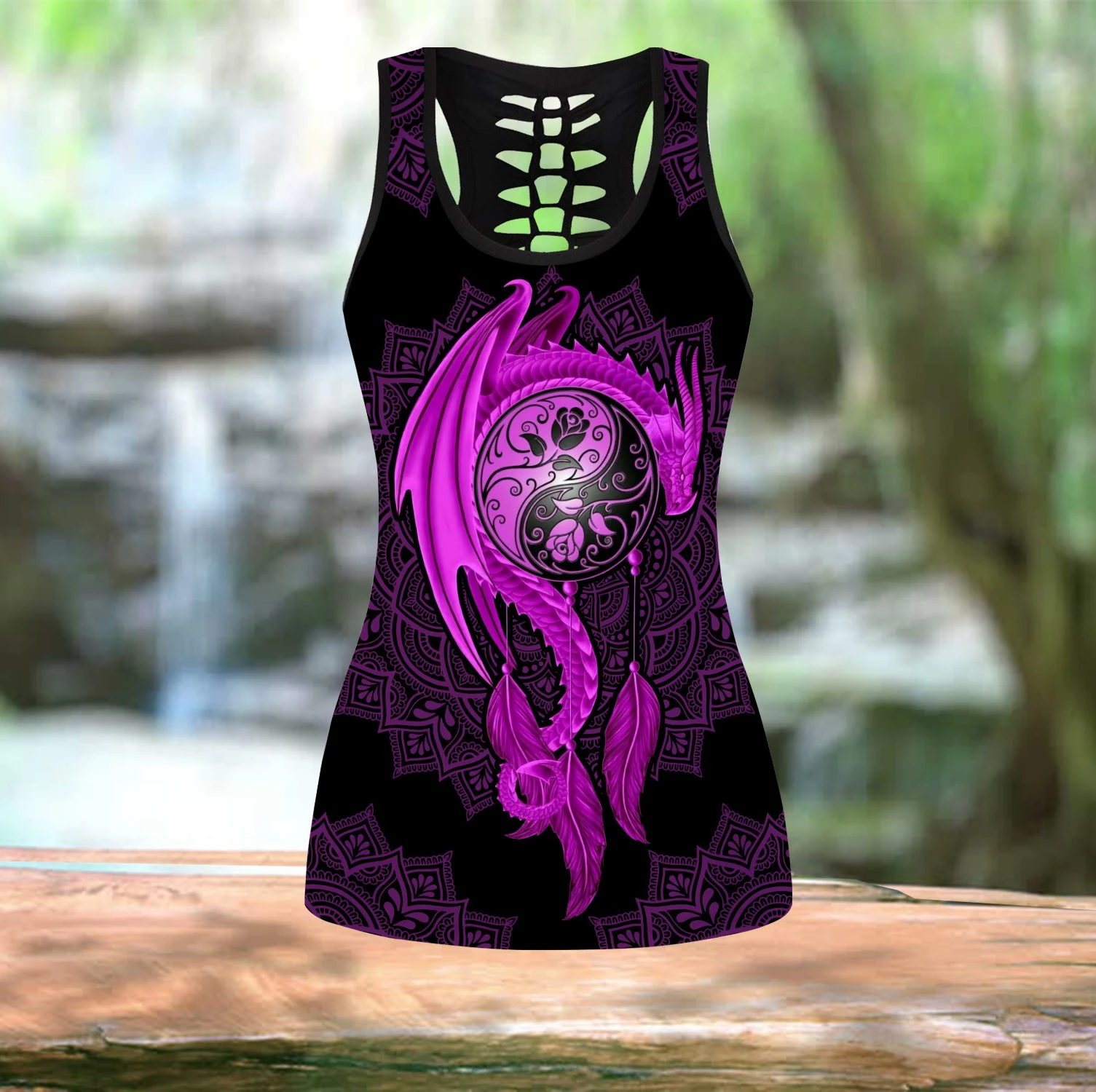 Awesome Hoodie 3D All Over Print Mandala Purple Dragon Tattoo Art Combo Tank + Legging NQLG001