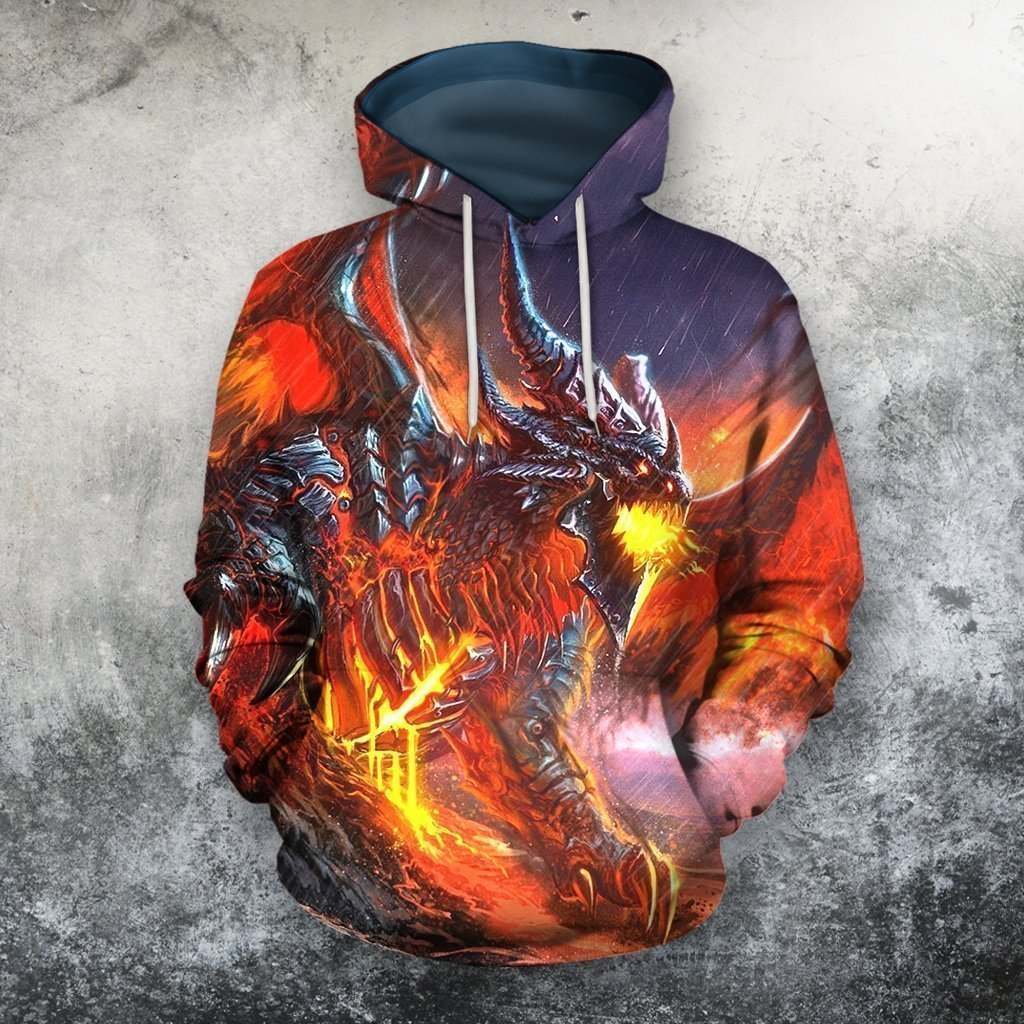 3D All Over Print Dragon Zip Hoodie