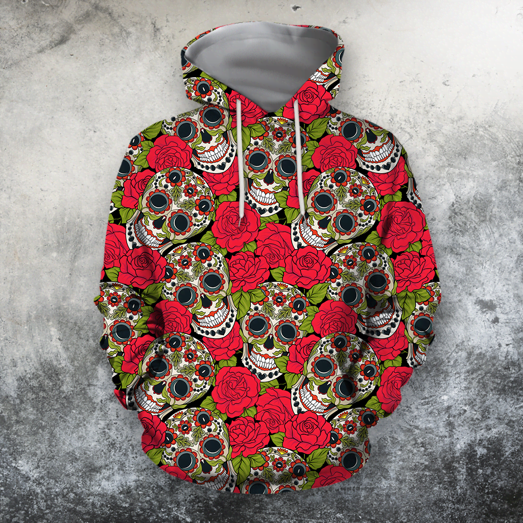 3D All Over Print Roses And Skulls Shirts