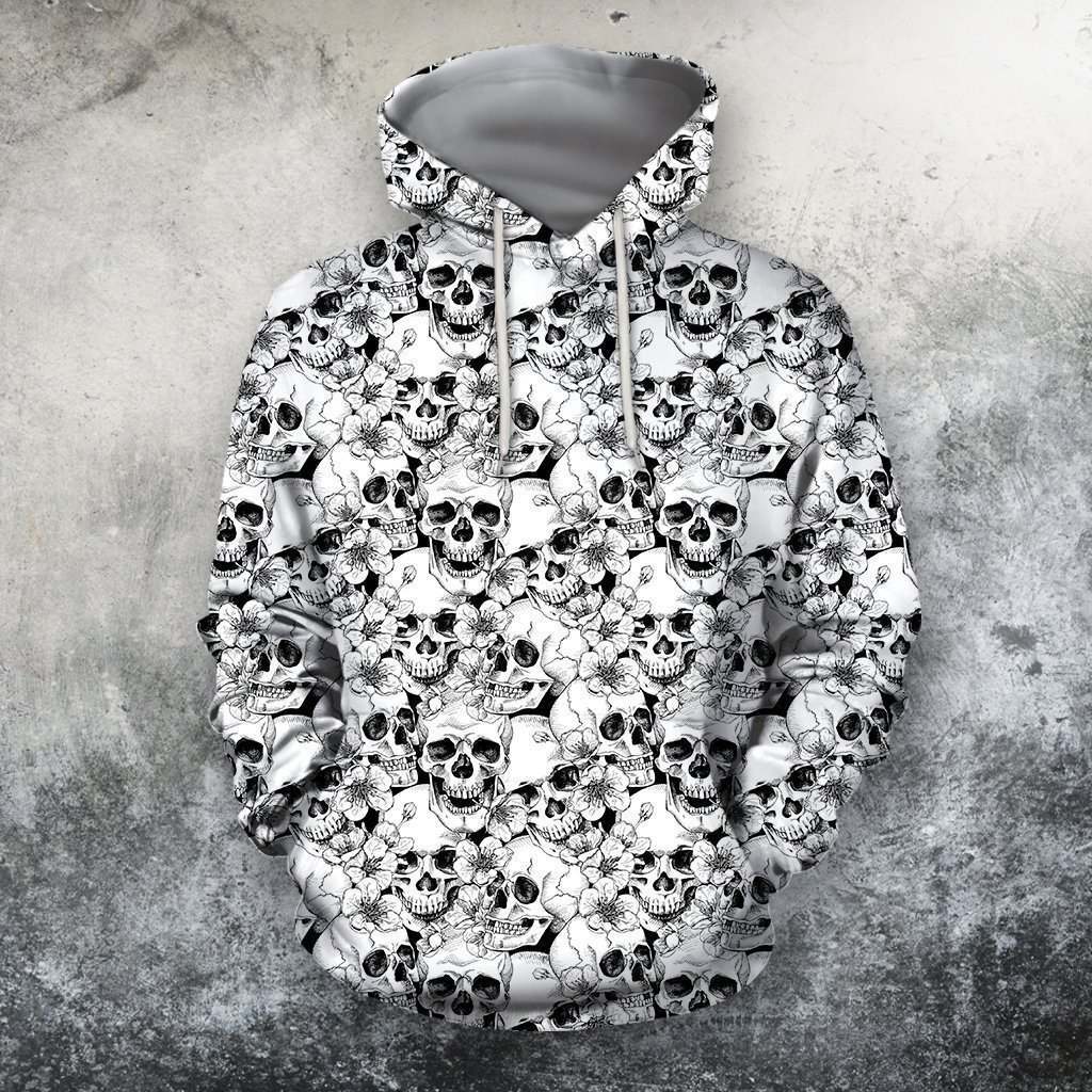 3D All Over Print Skullcap And Sakura  Shirts