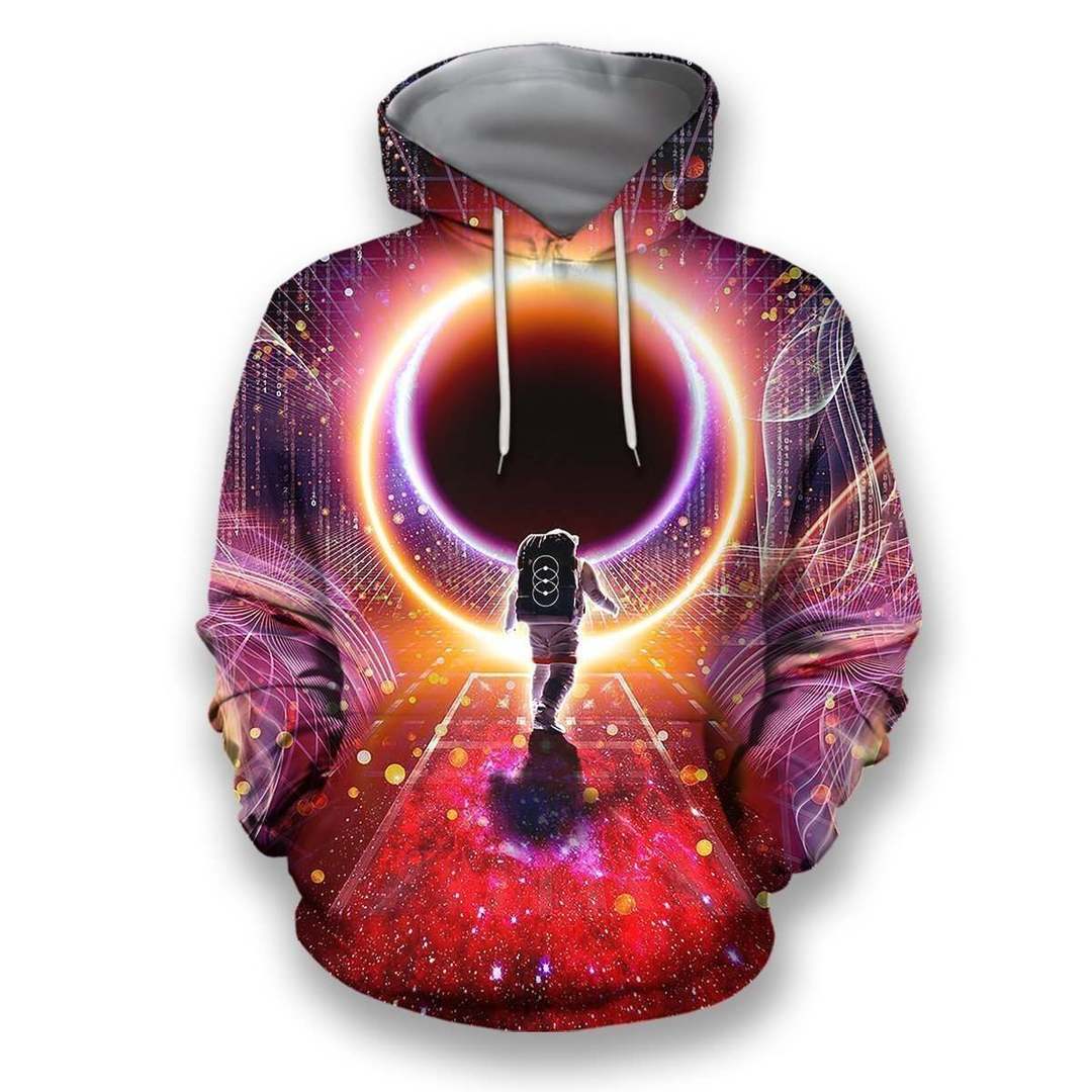 3D all over print astronaut with many planets