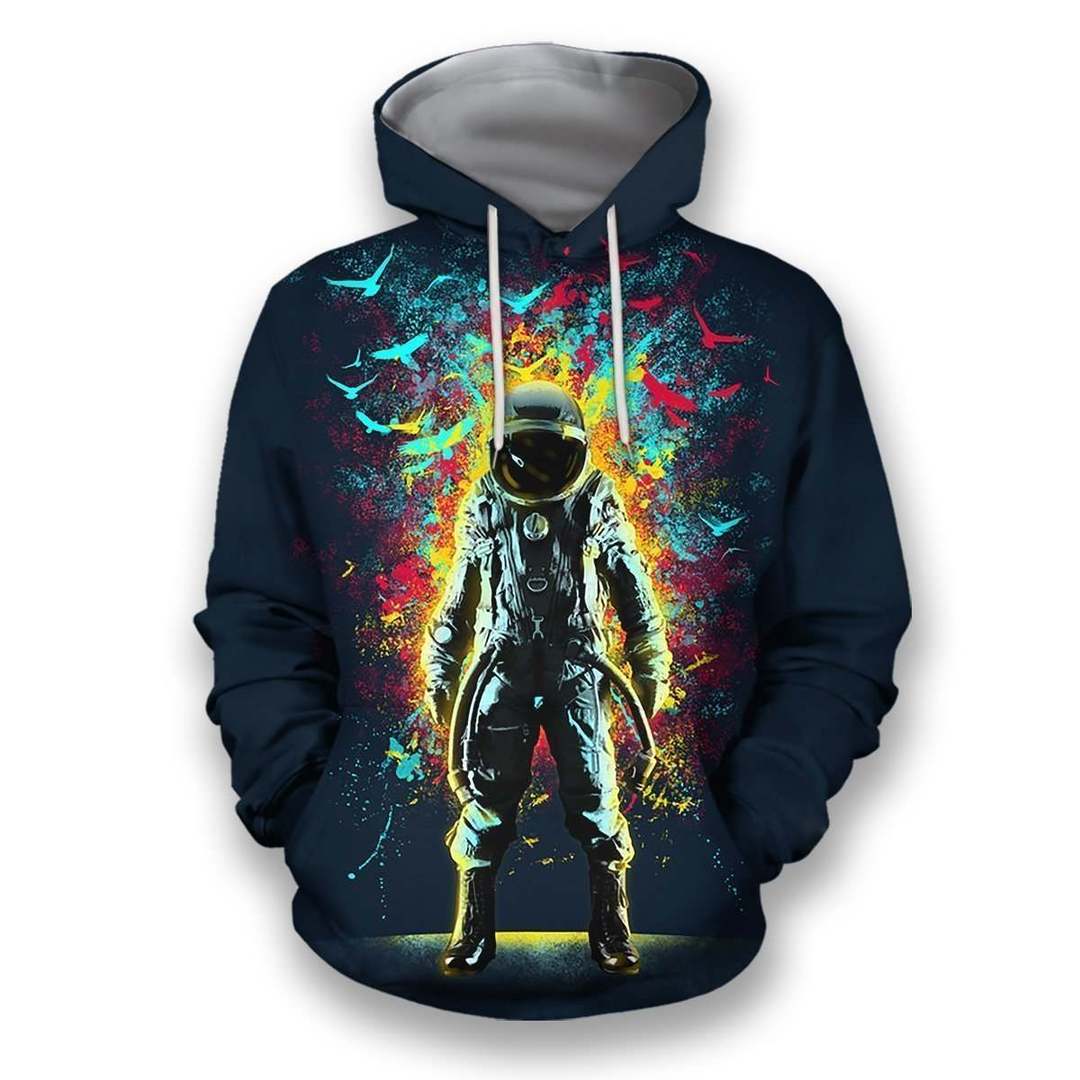 3D all over print black astronaut in the space