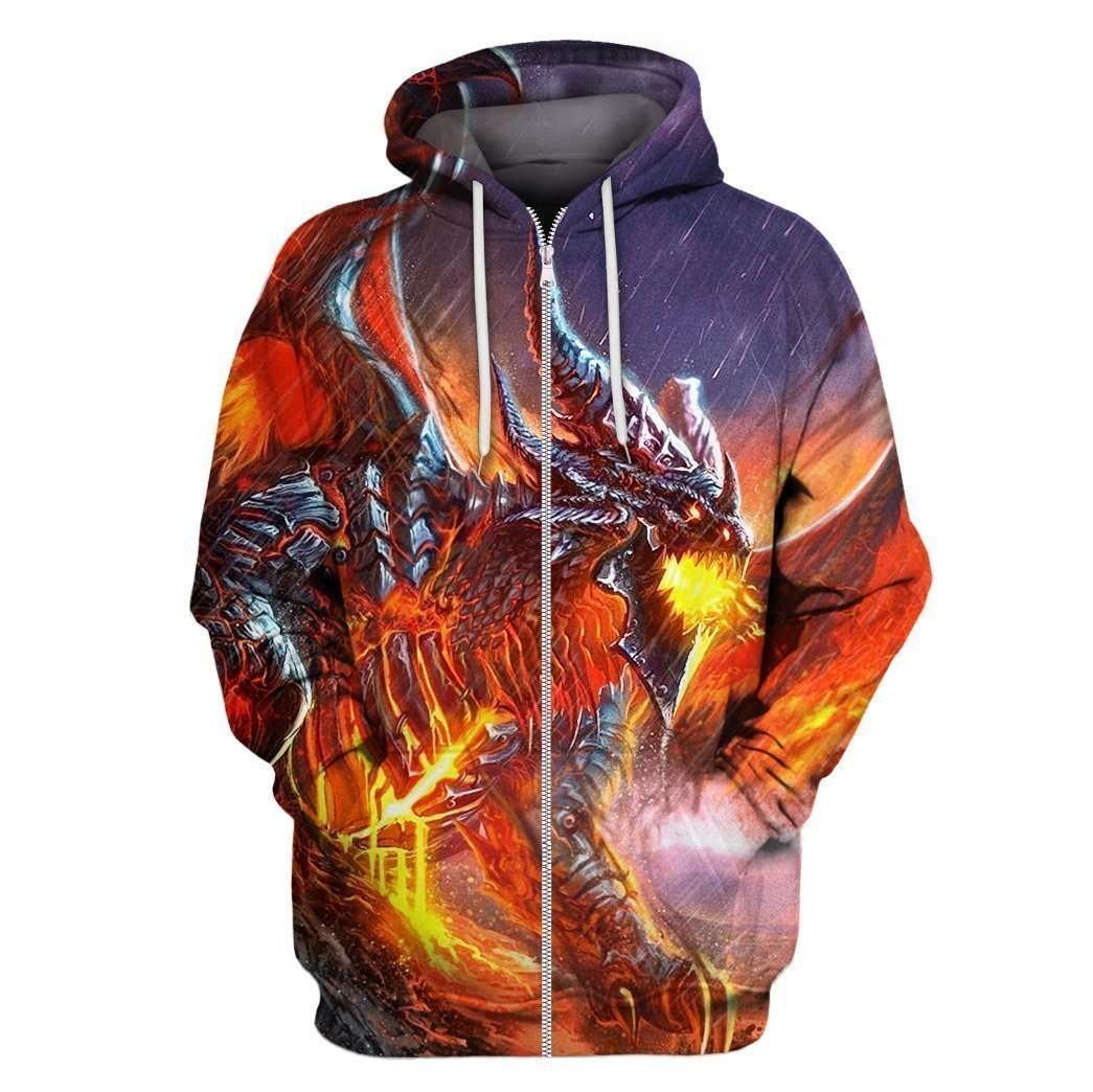 3D All Over Print Dragon Zip Hoodie