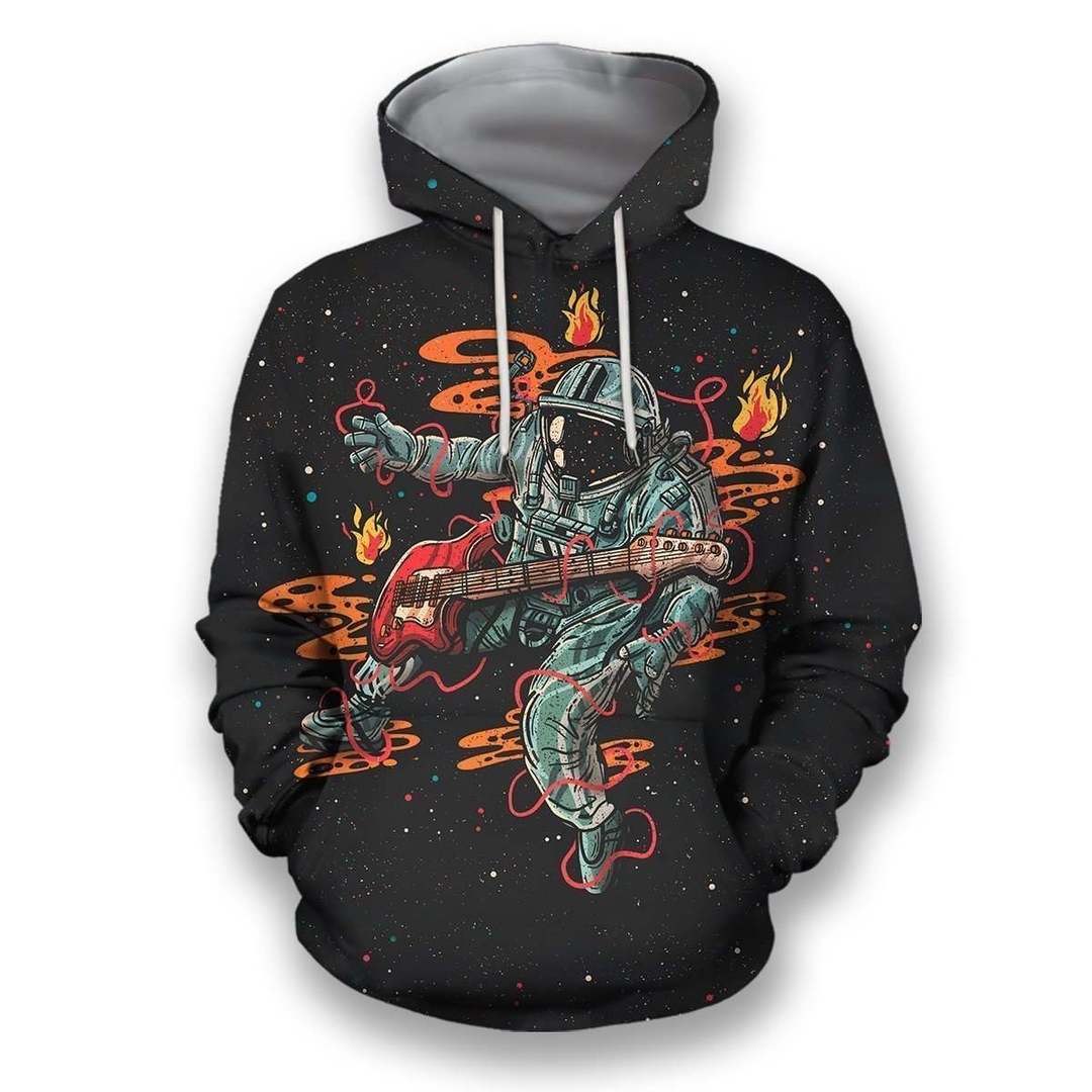 3D all over print astronaut plays guitar