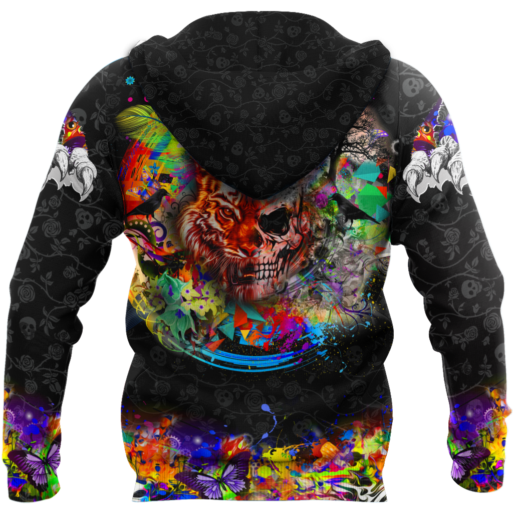 3D All Over Print Colorful Skull for Men and Women, T-Shirt, Zip Hoodies, Sweatshirt HBC0066