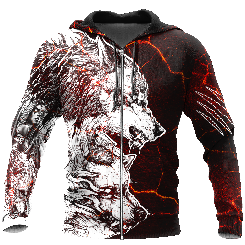 Awesome Hoodie 3D All Over Print Tatoo Thunder Wolf for Men and Women Hoodie, T-Shirt, Zip Hoodies, Sweatshirt