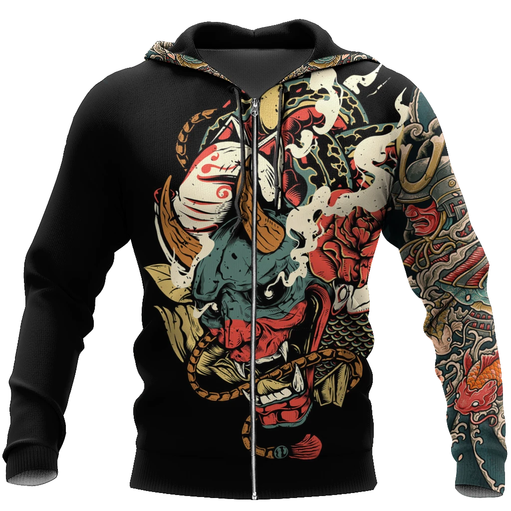 Awesome hoodie 3d all print Oni Tattoo Art for Men and Women, T-Shirt, Zip Hoodies, Sweatshirt NQ0076