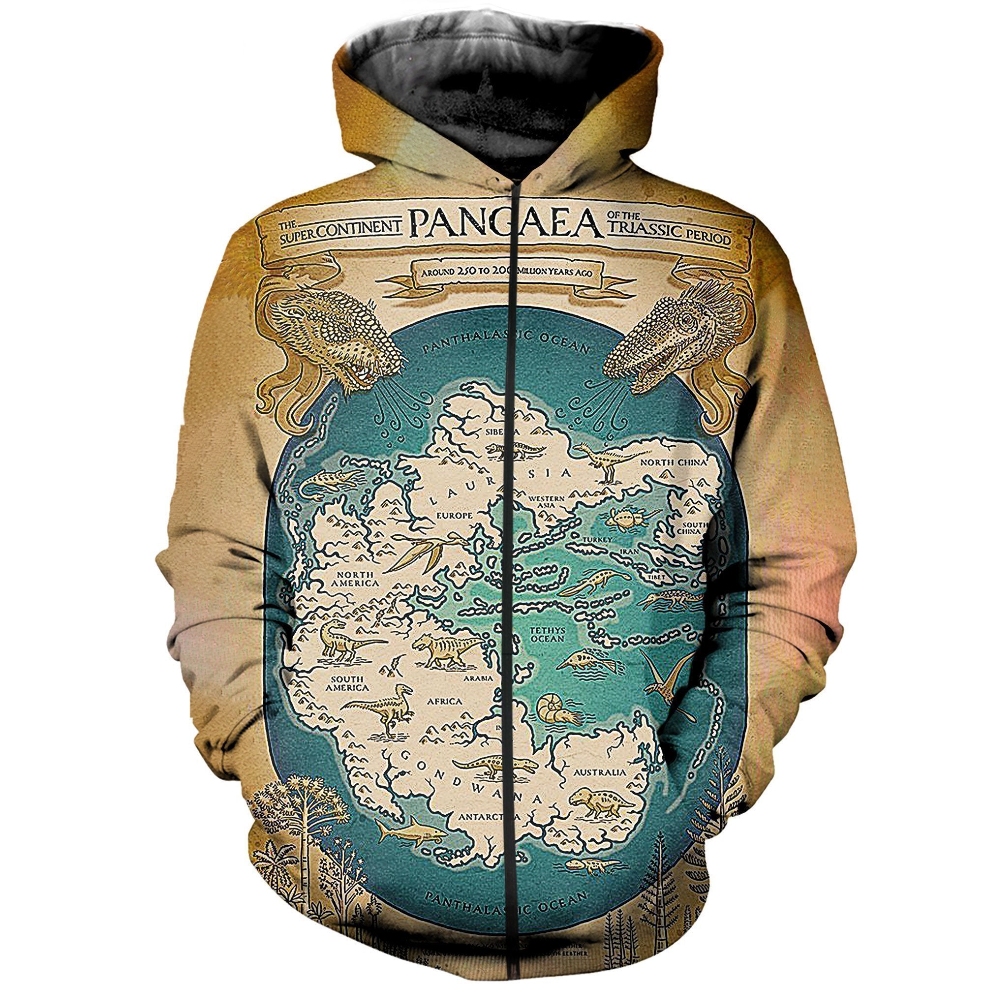 Awesome Hoodie Dinosaur Map for Men and Women HBC226
