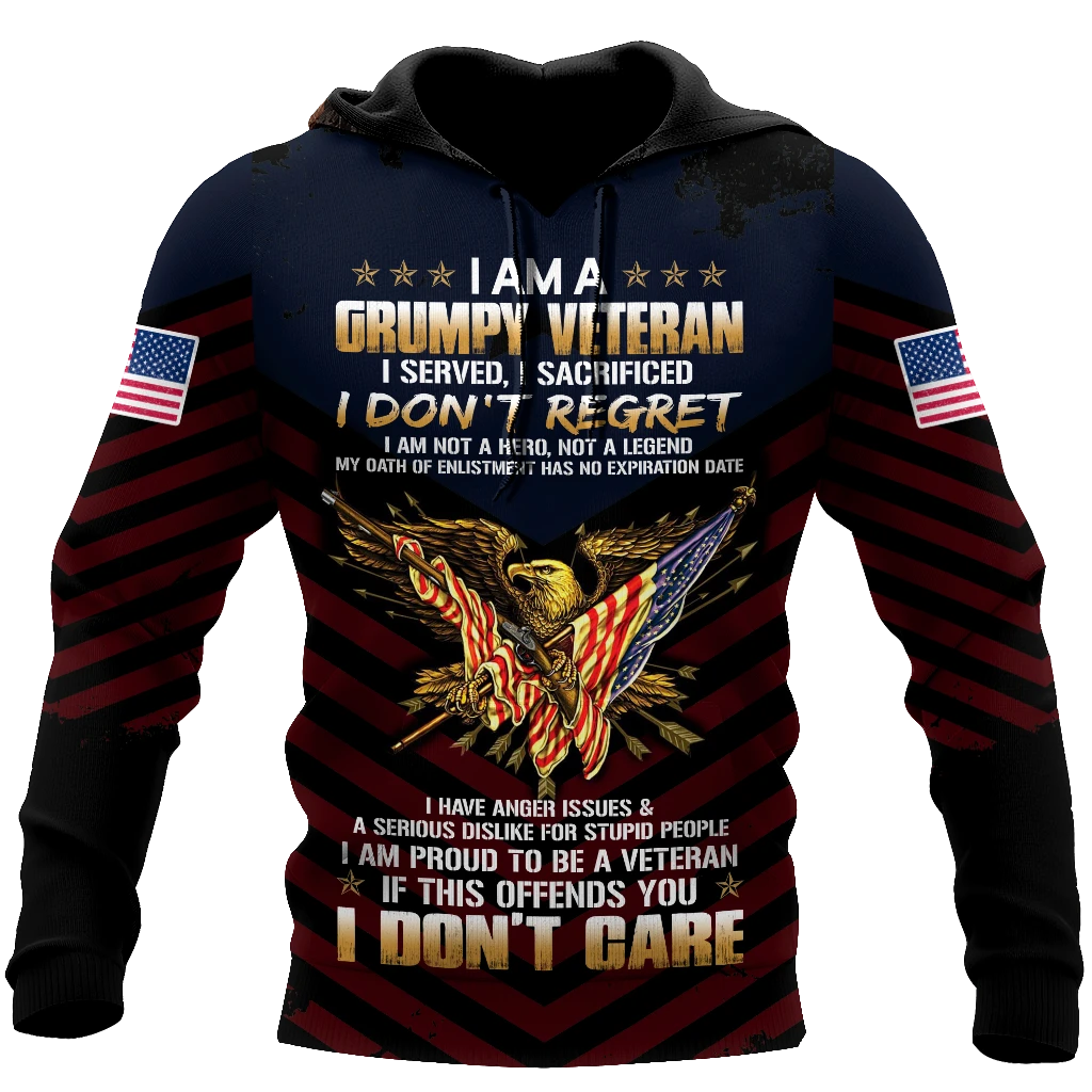 Awesome hoodie 3d all print I am a Grumpy Veteran Hoodie for Men and Women, T-Shirt, Zip Hoodies, Sweatshirt NQ103