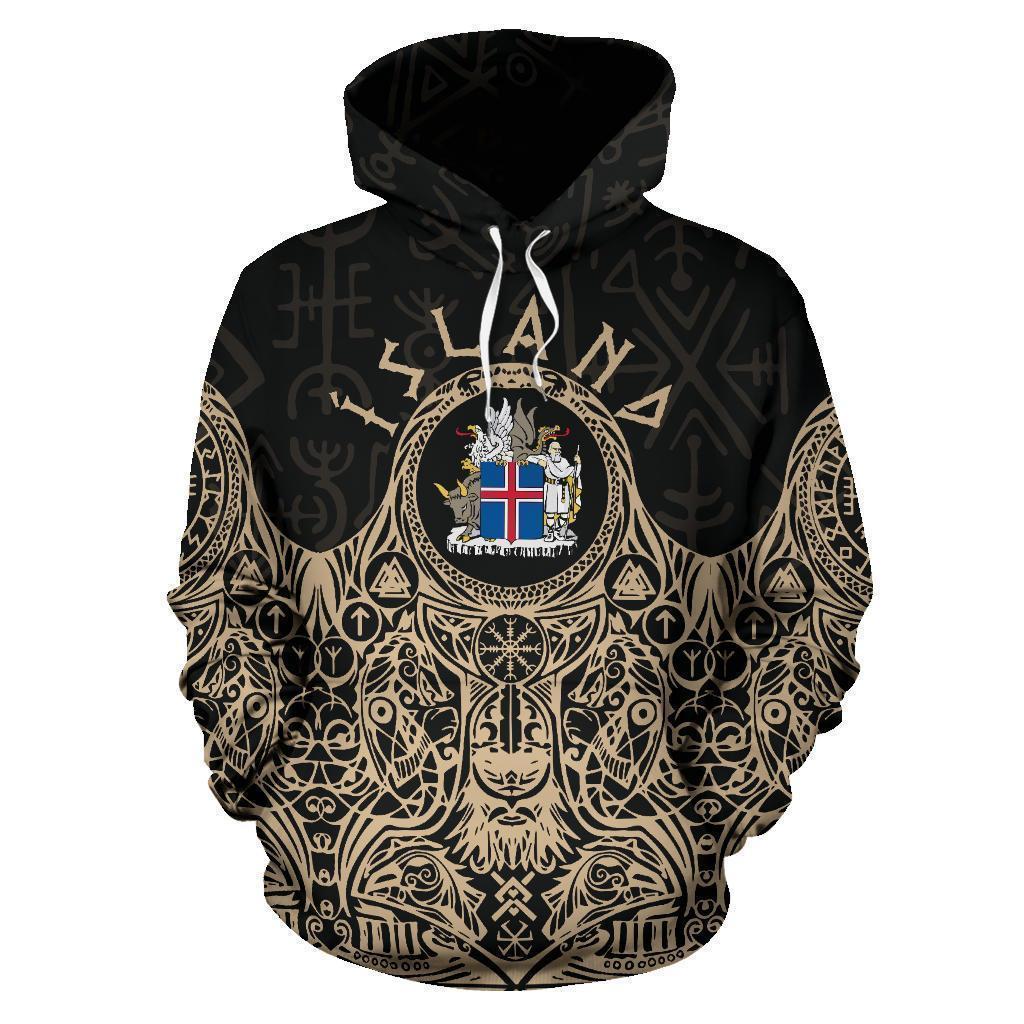 Awesome hoodied 3D ALL Print Iceland Vikings Coat of Arms Hoodie Golden-Men and Women Hoodie - HBC0011