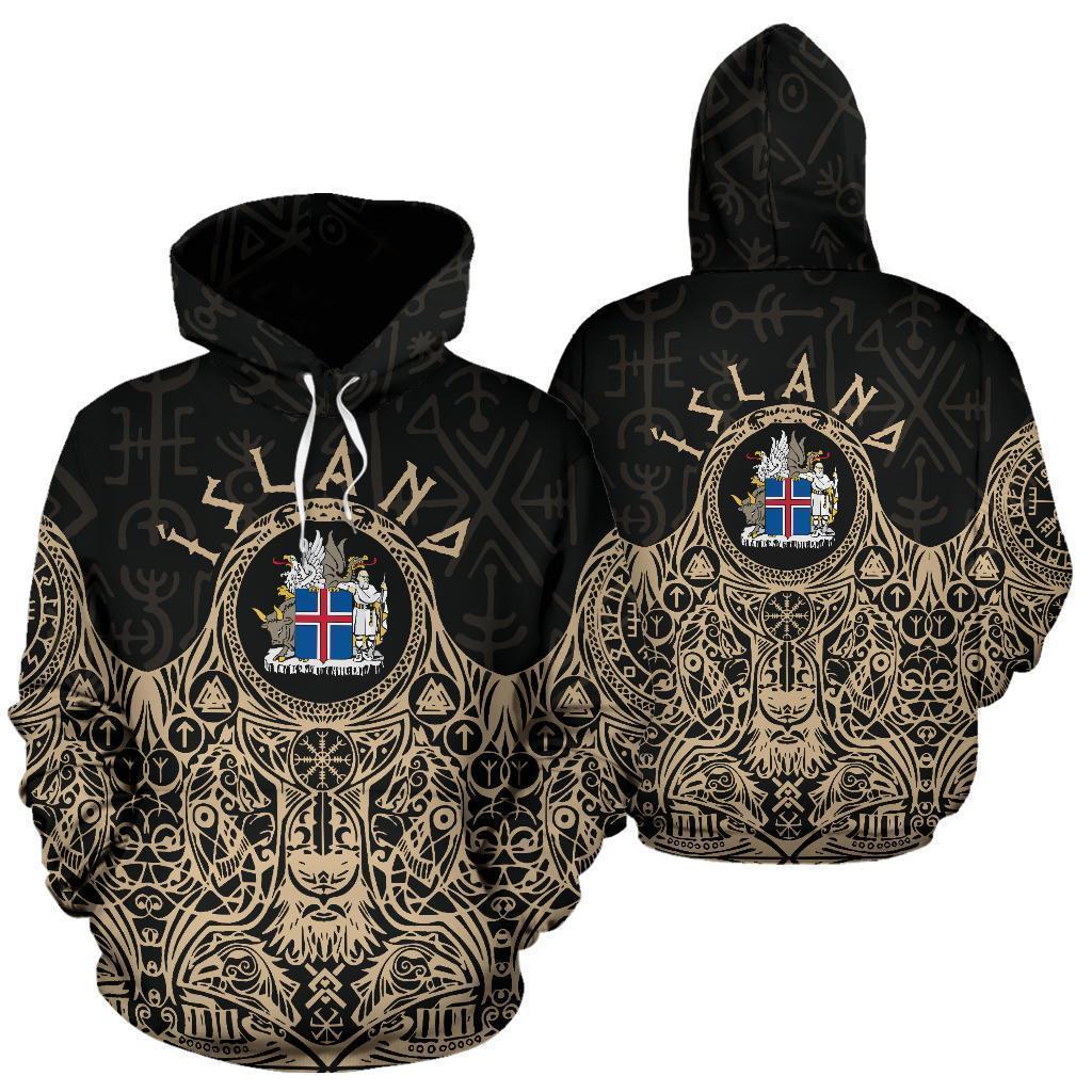 Awesome hoodied 3D ALL Print Iceland Vikings Coat of Arms Hoodie Golden-Men and Women Hoodie - HBC0011