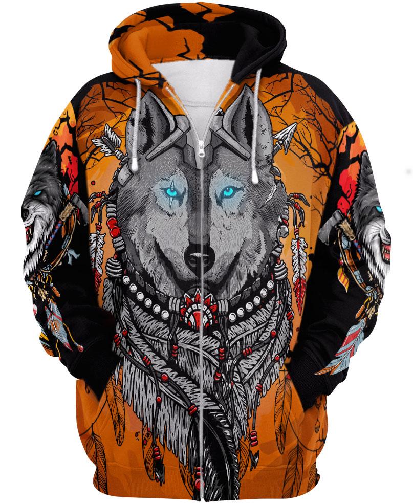 All Over Love Wolf American for Men and Women, T-Shirt, Zip Hoodies, Sweatshirt HBC0095