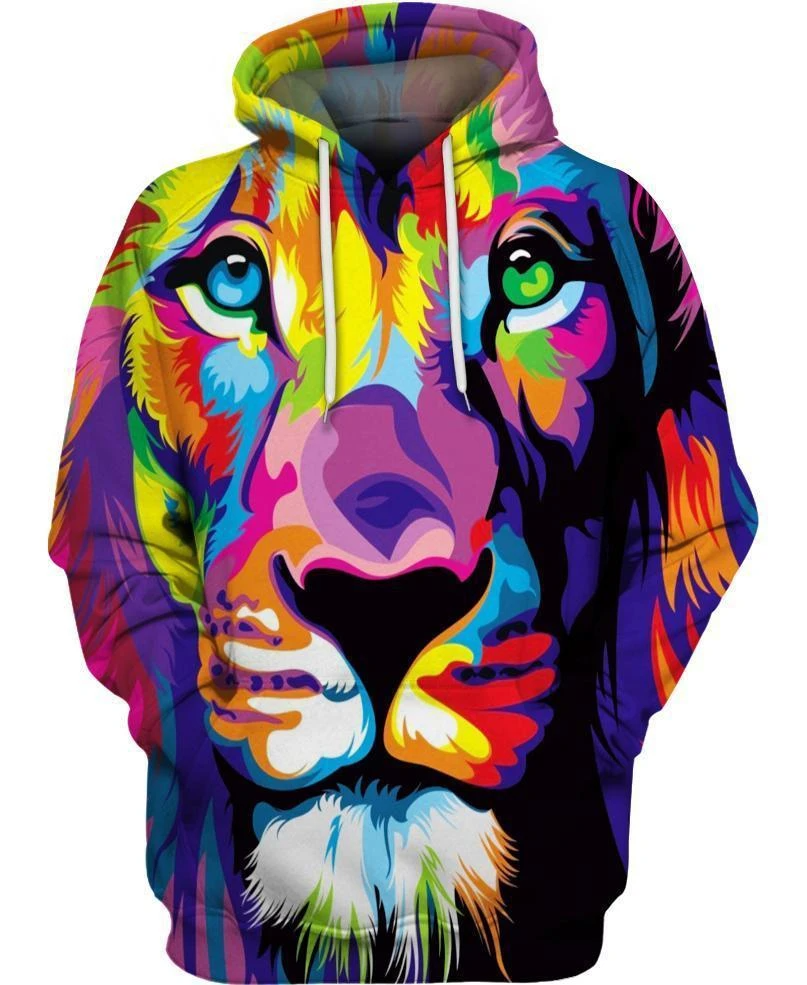 Awesome hoodie 3d all print Lion King Of Color for Men and Women, T-Shirt, Zip Hoodies, Sweatshirt NQ302