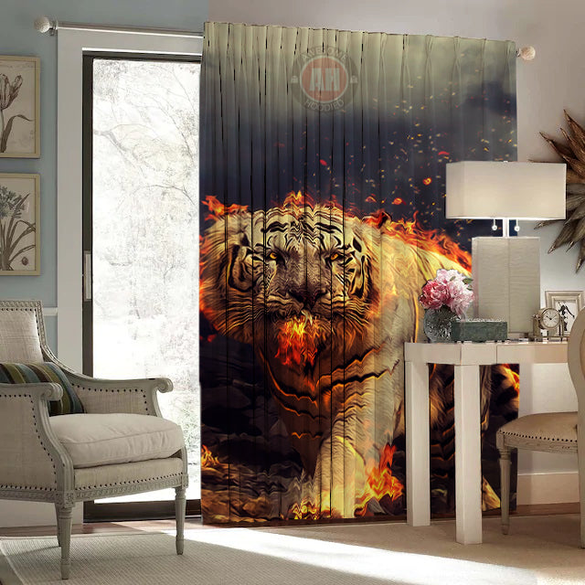 Awesome hoodied 3D all print  Tiger Curtains  skull - VNC0036