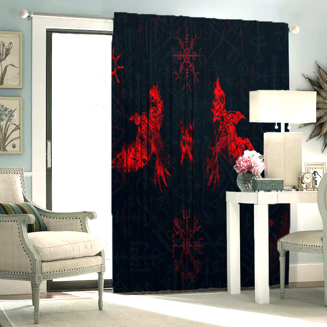 Awesome hoodied 3D all print VIKING Pattern Curtains  skull - VNC0041